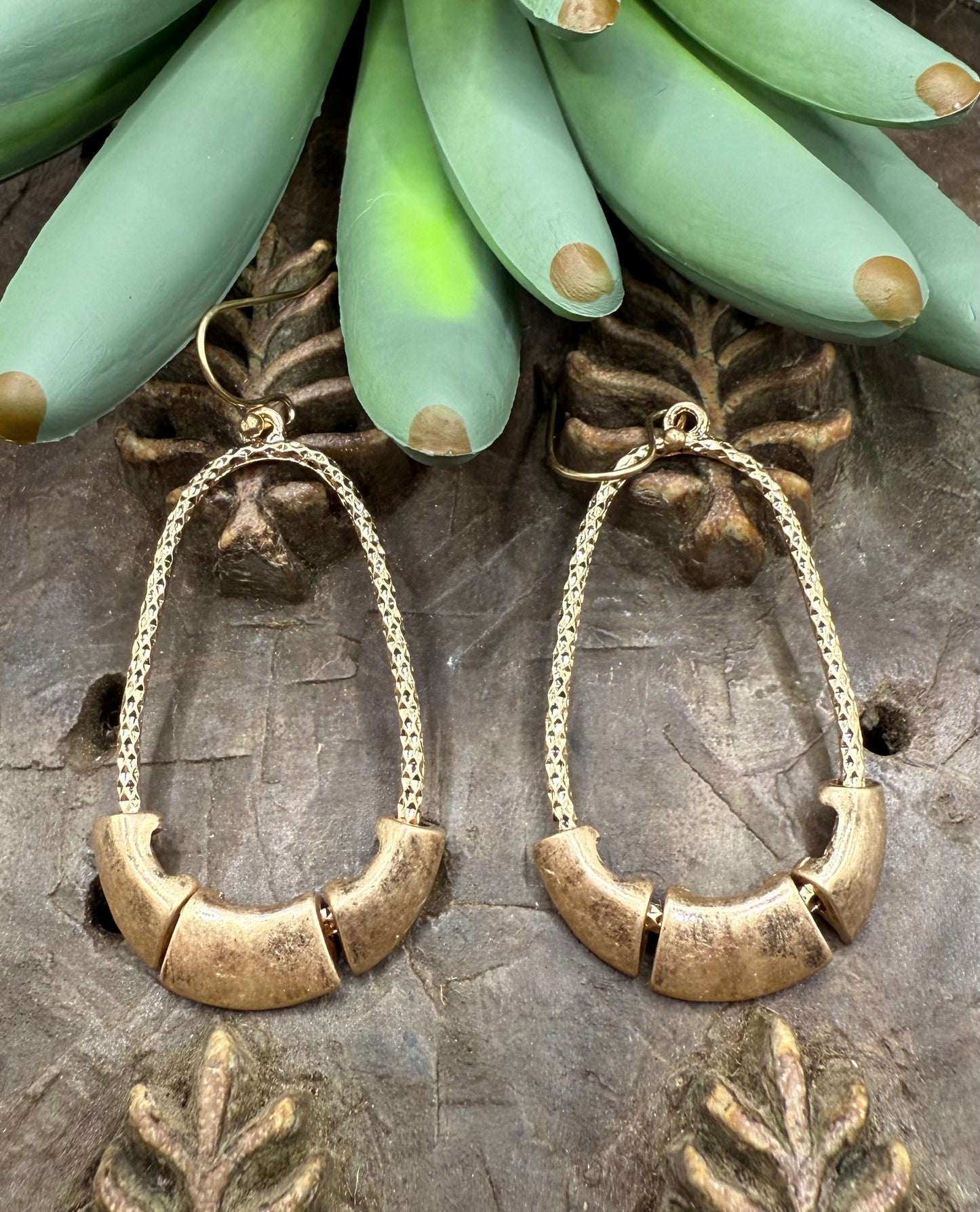 Gold Bar Hoop Earrings