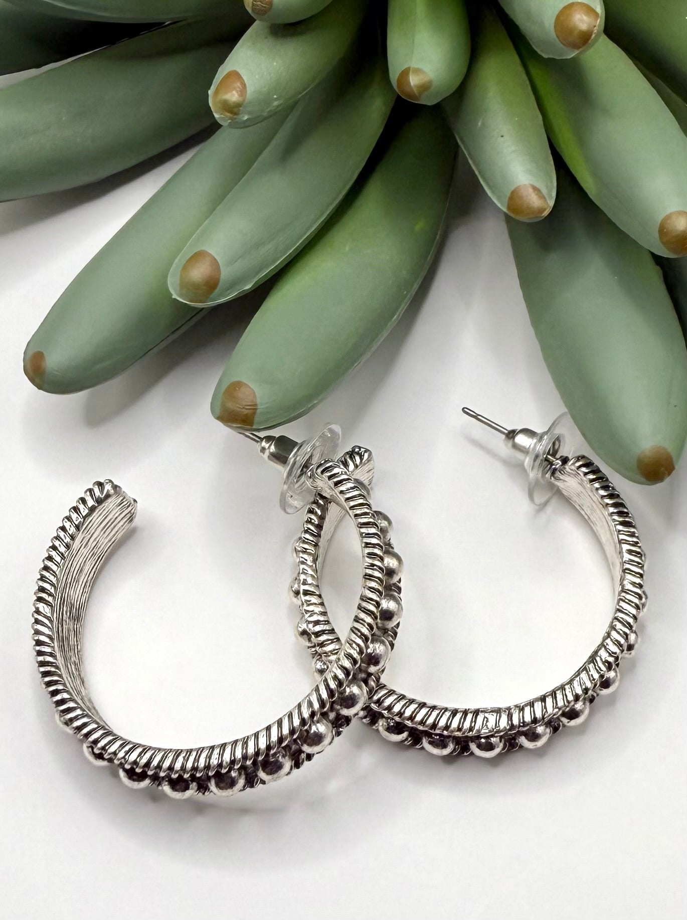 Raised Dot Hoop Earrings