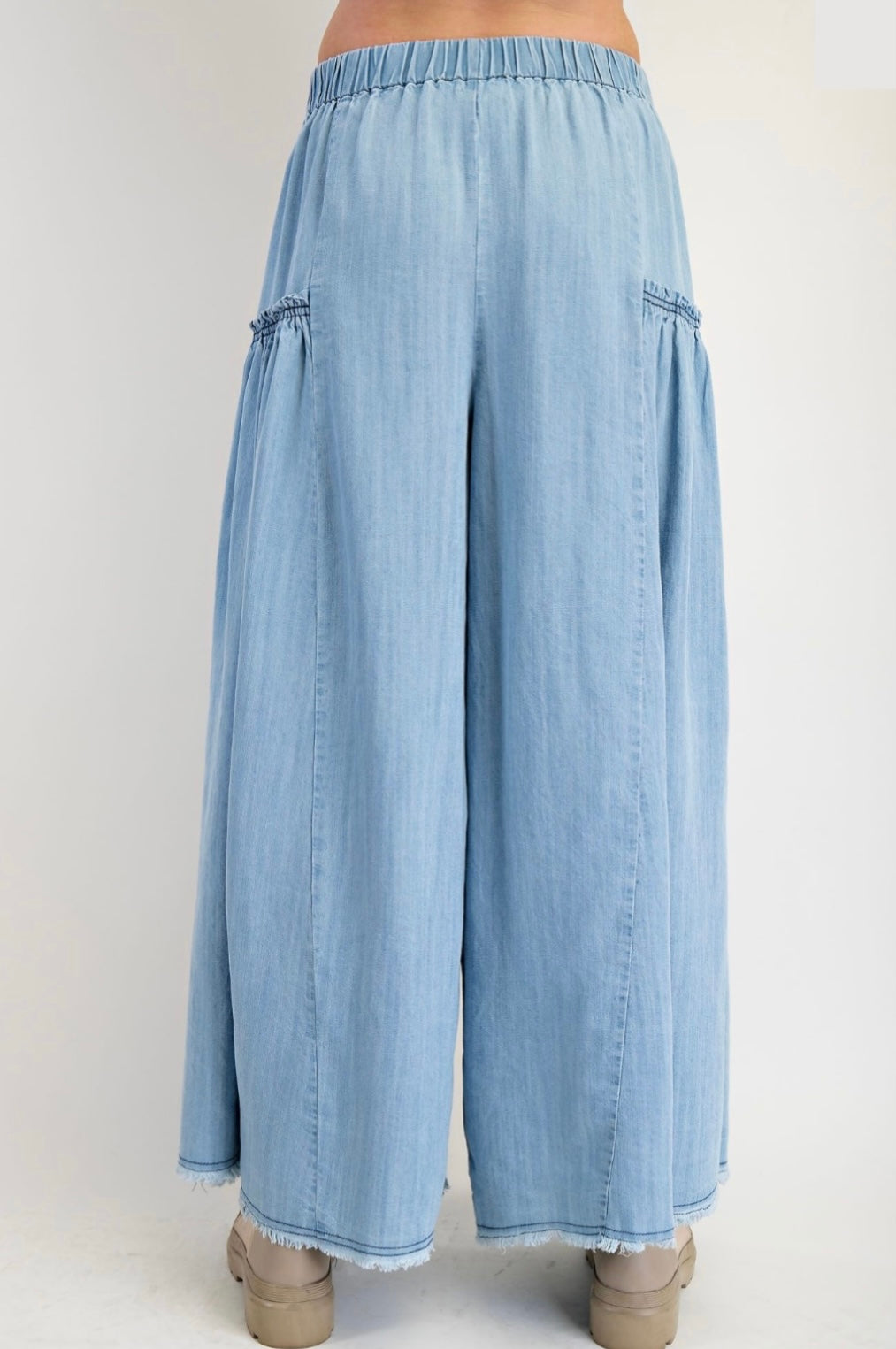 Washed Wide Leg Palazzo Pant - 2 Colors