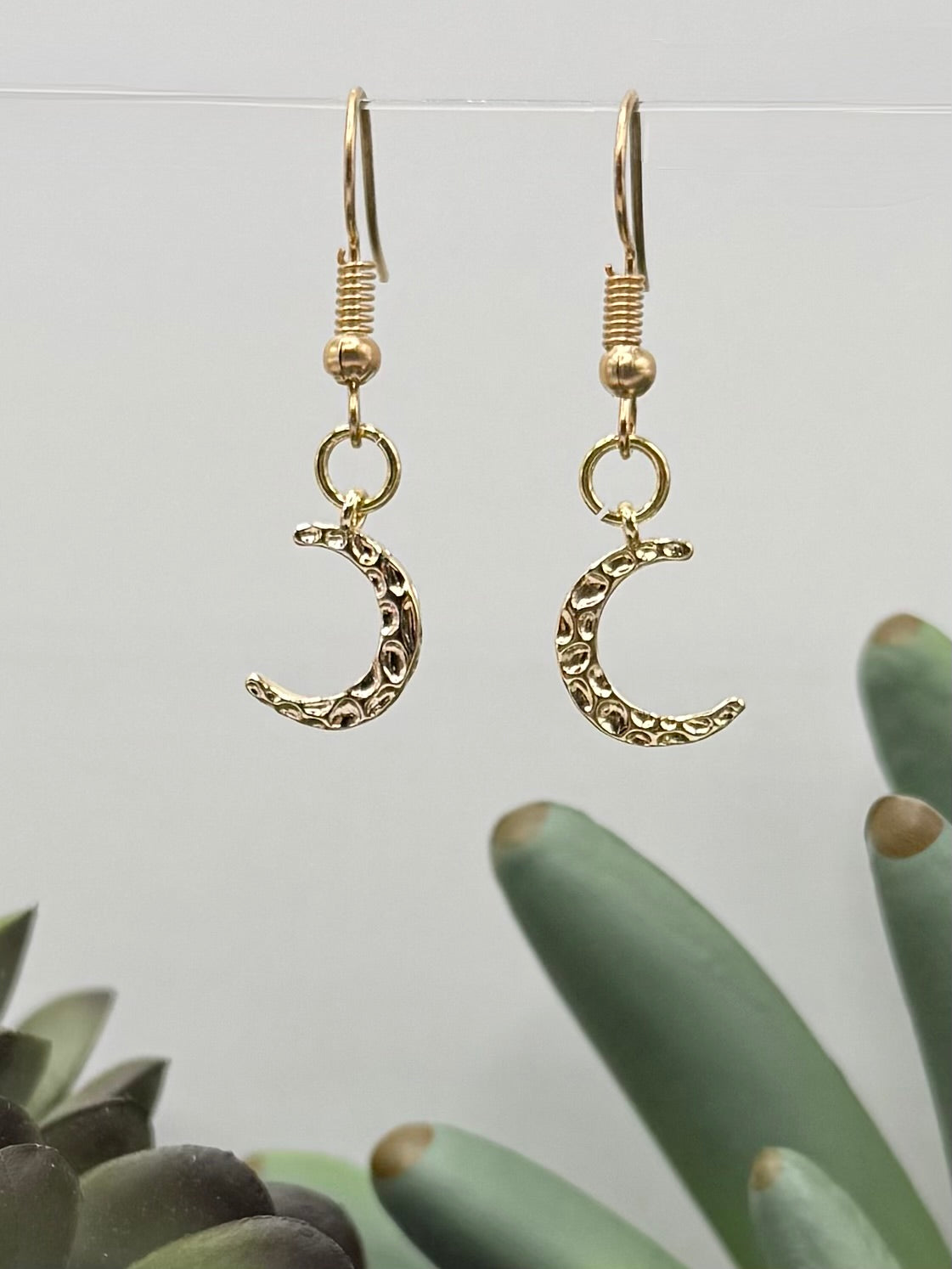 Delicate Textured Crescent Moon Earrings