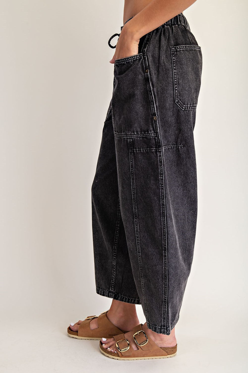 Black Cropped Denim Pants