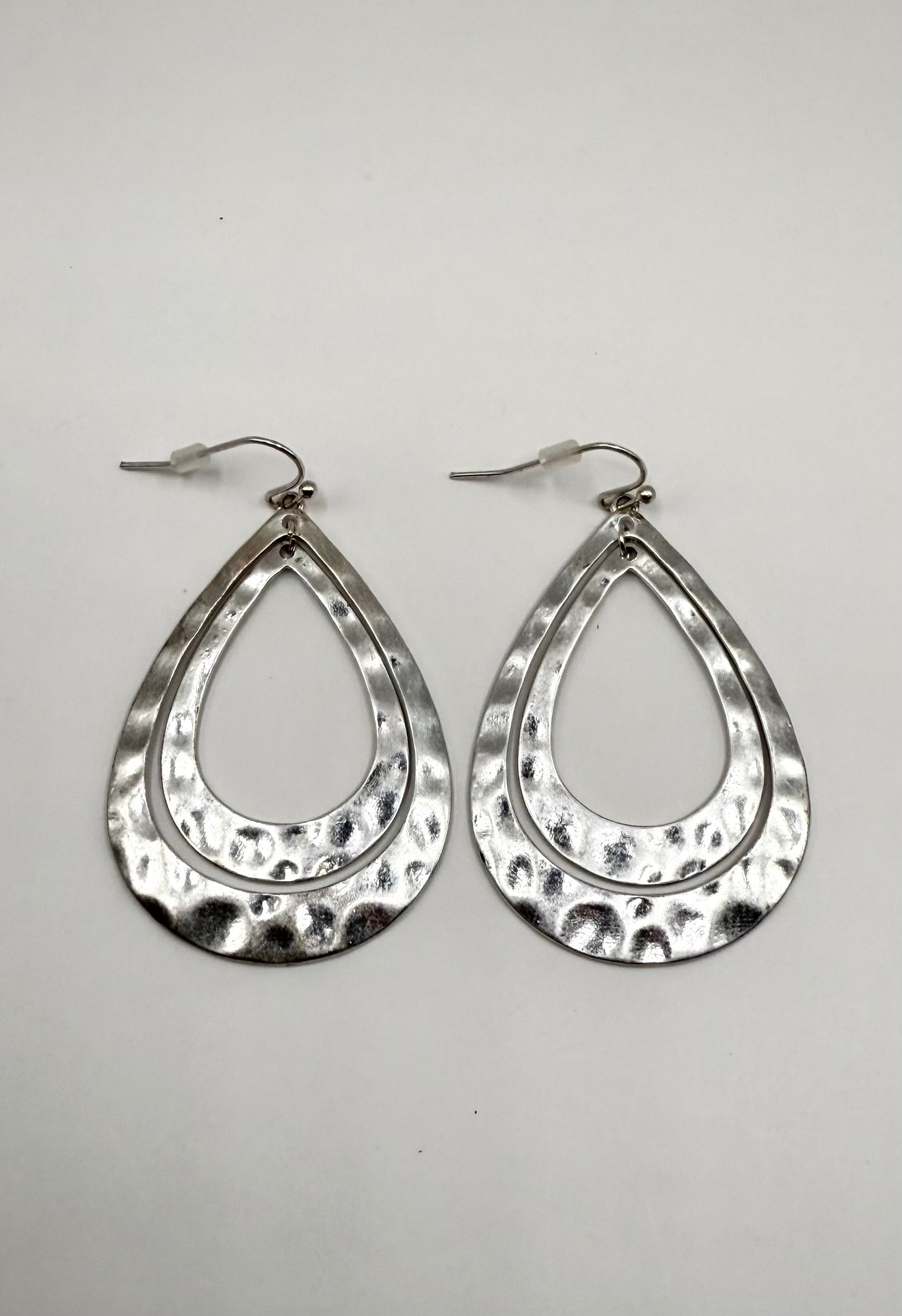 Double Hoop Hammered Earrings