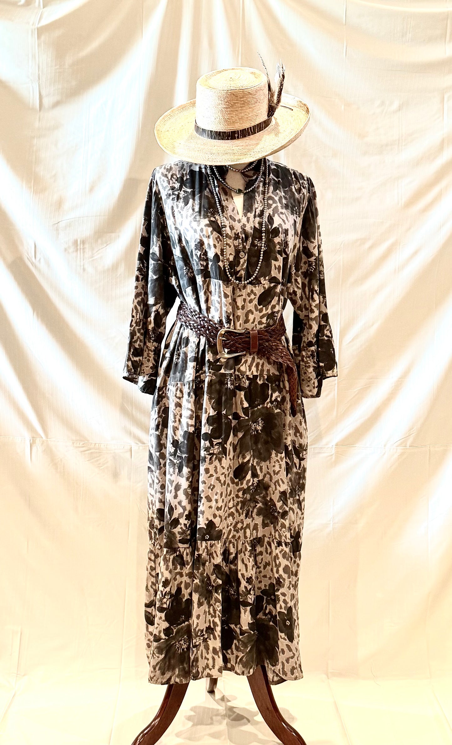 Leopard Floral Long Oversized Dress