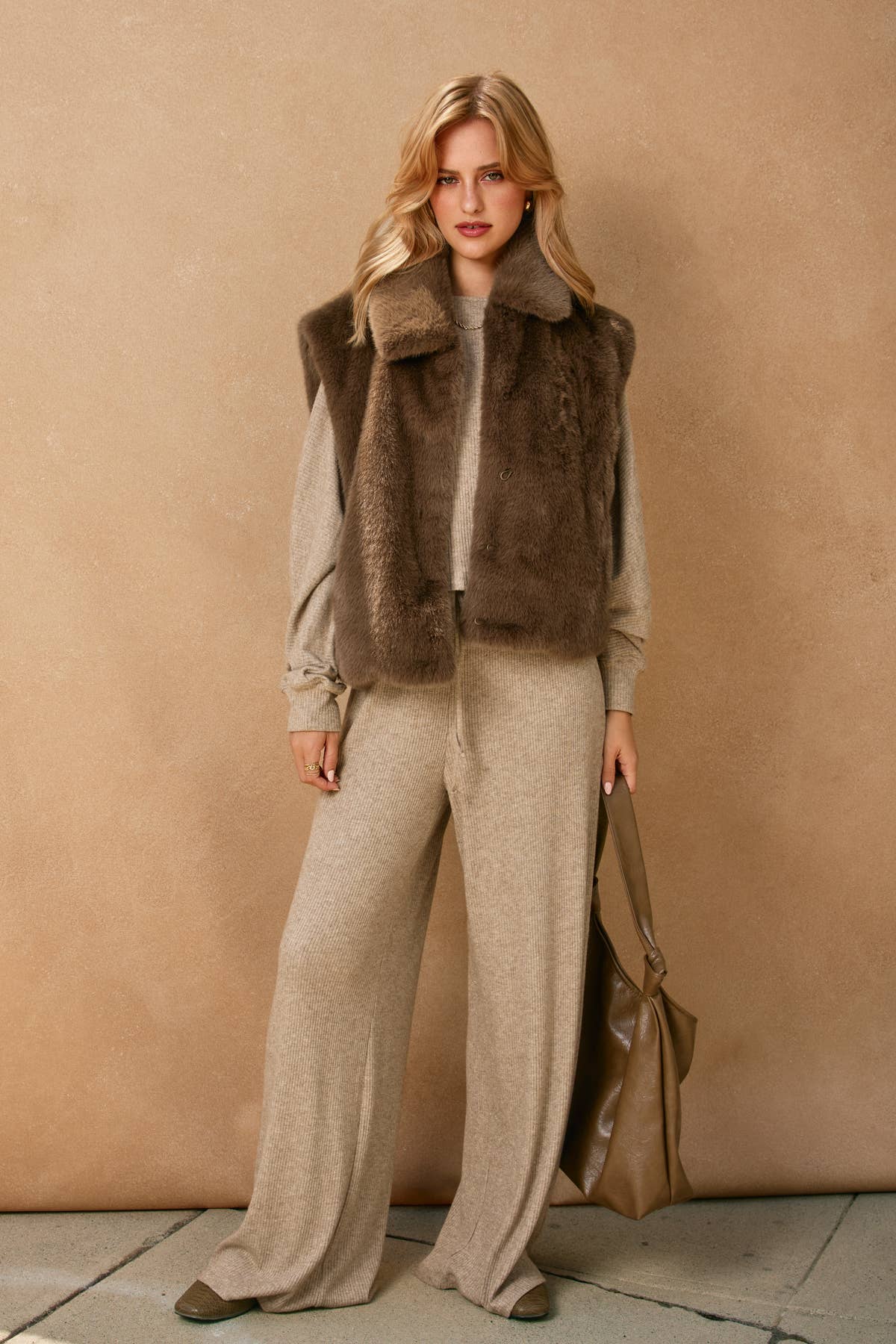 Wind Whispers Faux Fur Collared Vest