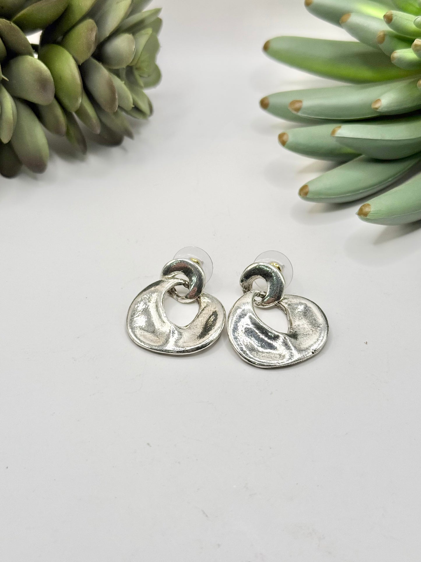 Wavy Hoop Silver Earrings