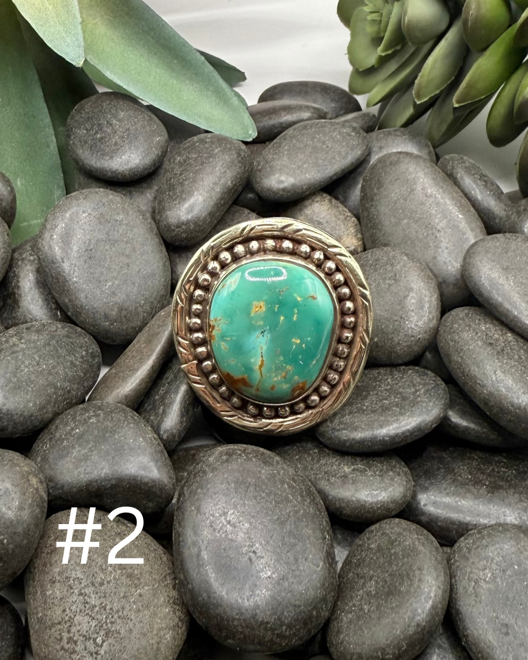 Turquoise Raised Dot Oval Ring