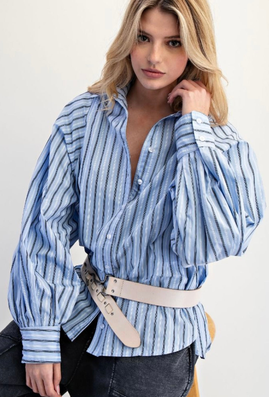 Puff sleeve Button Down Shirt