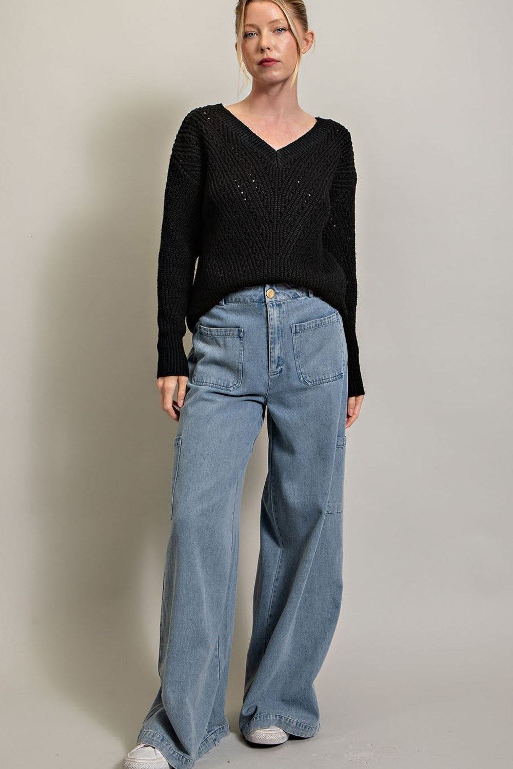Crochet V-neck Sweater