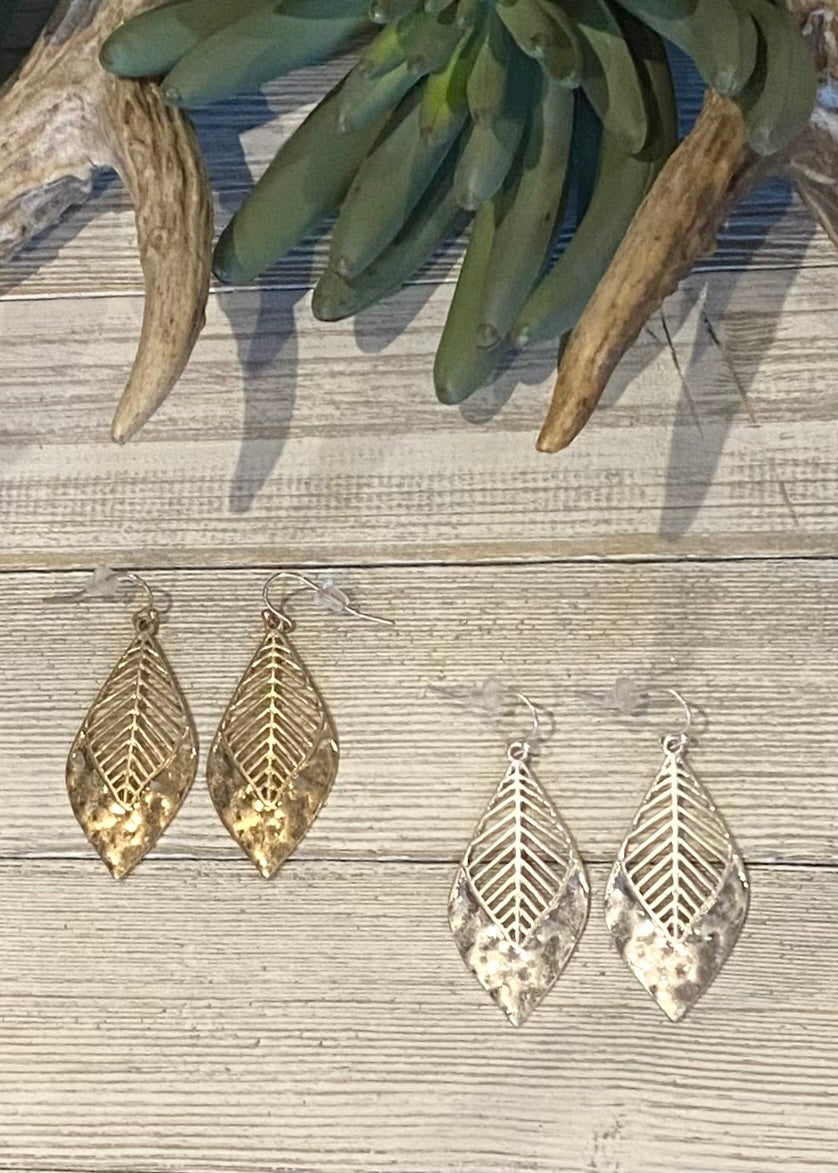 Hammered Leaf Earrings
