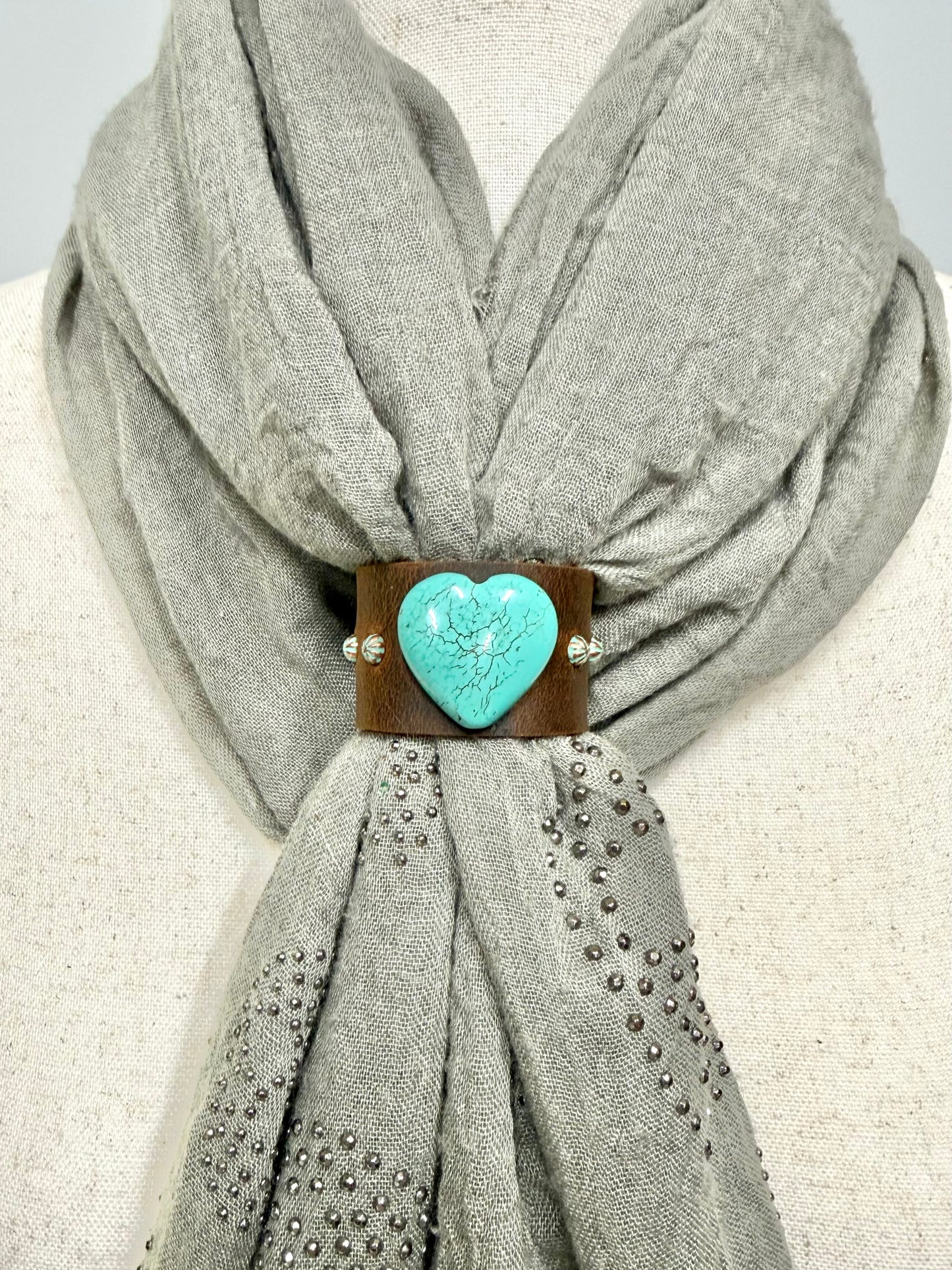 Turquoise Heart Scarf Slide