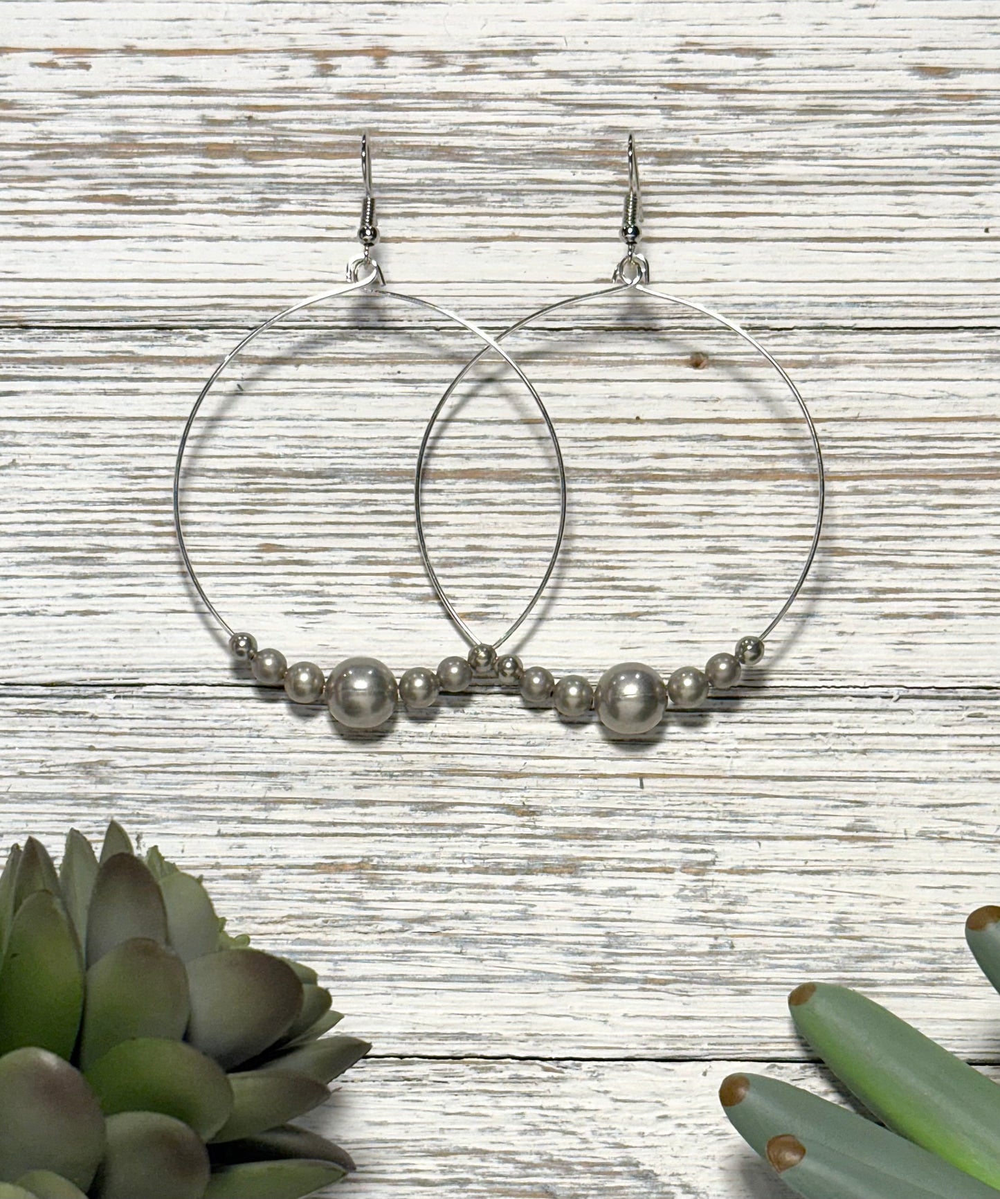 Silver Pearl Hoop Earrings