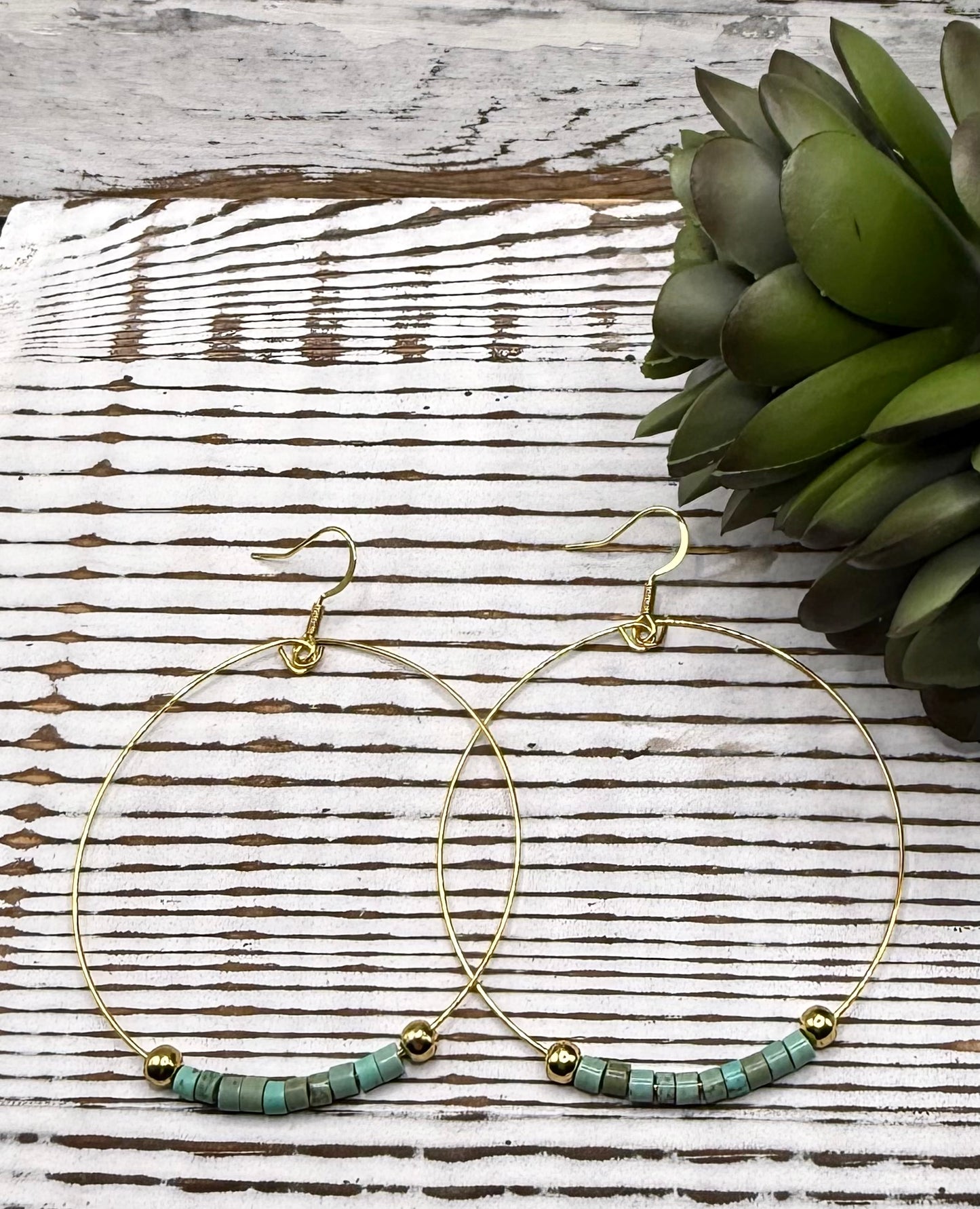 Delicate Gold & Heishi Bead Hoop Earrings