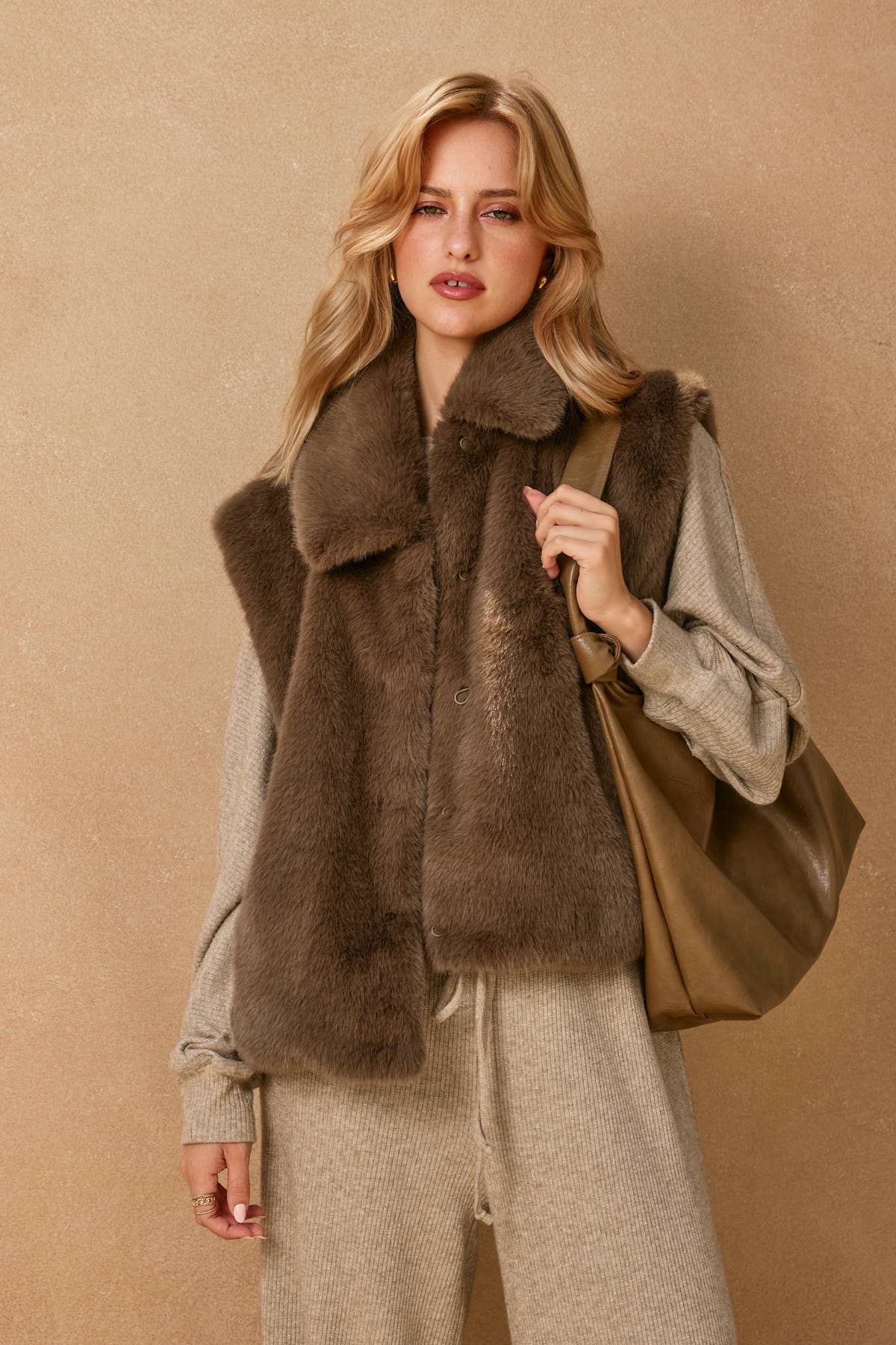 Wind Whispers Faux Fur Collared Vest