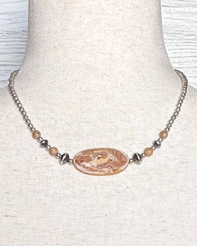 Natural Stone & Wood Necklace