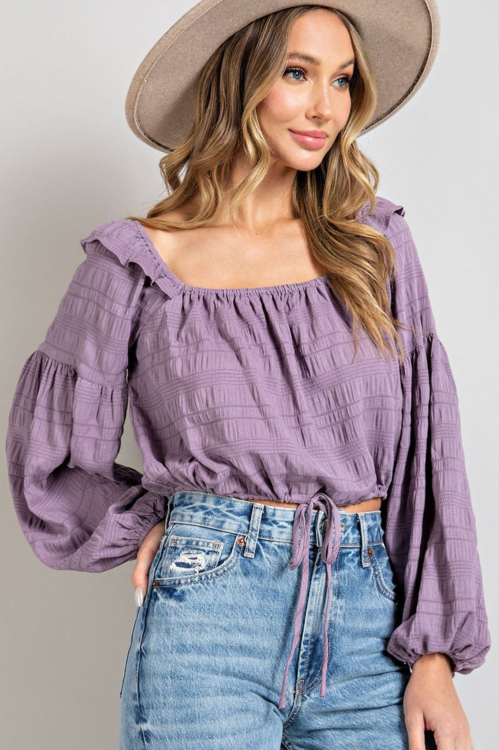 Ruffled Square Neck Crop Top