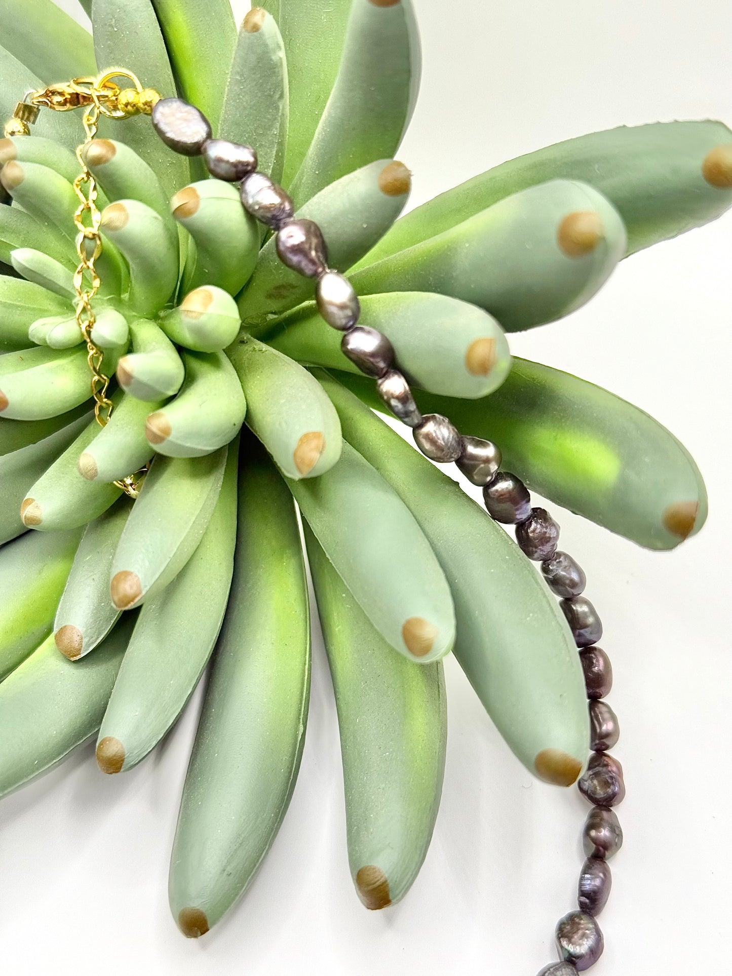 Gold Cross Peacock Pearl Necklace