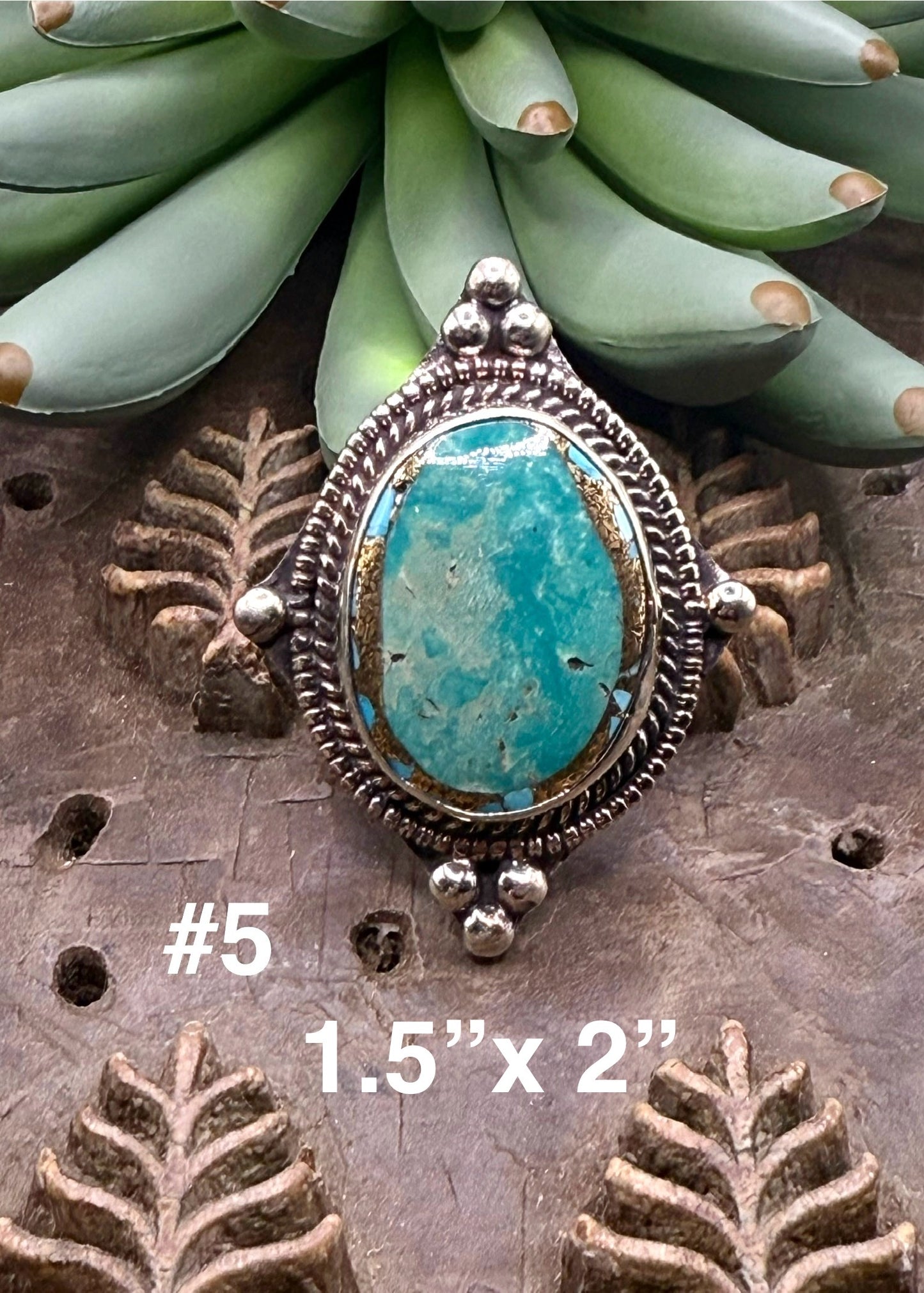 Gold Infused Pointed Turquoise Ring