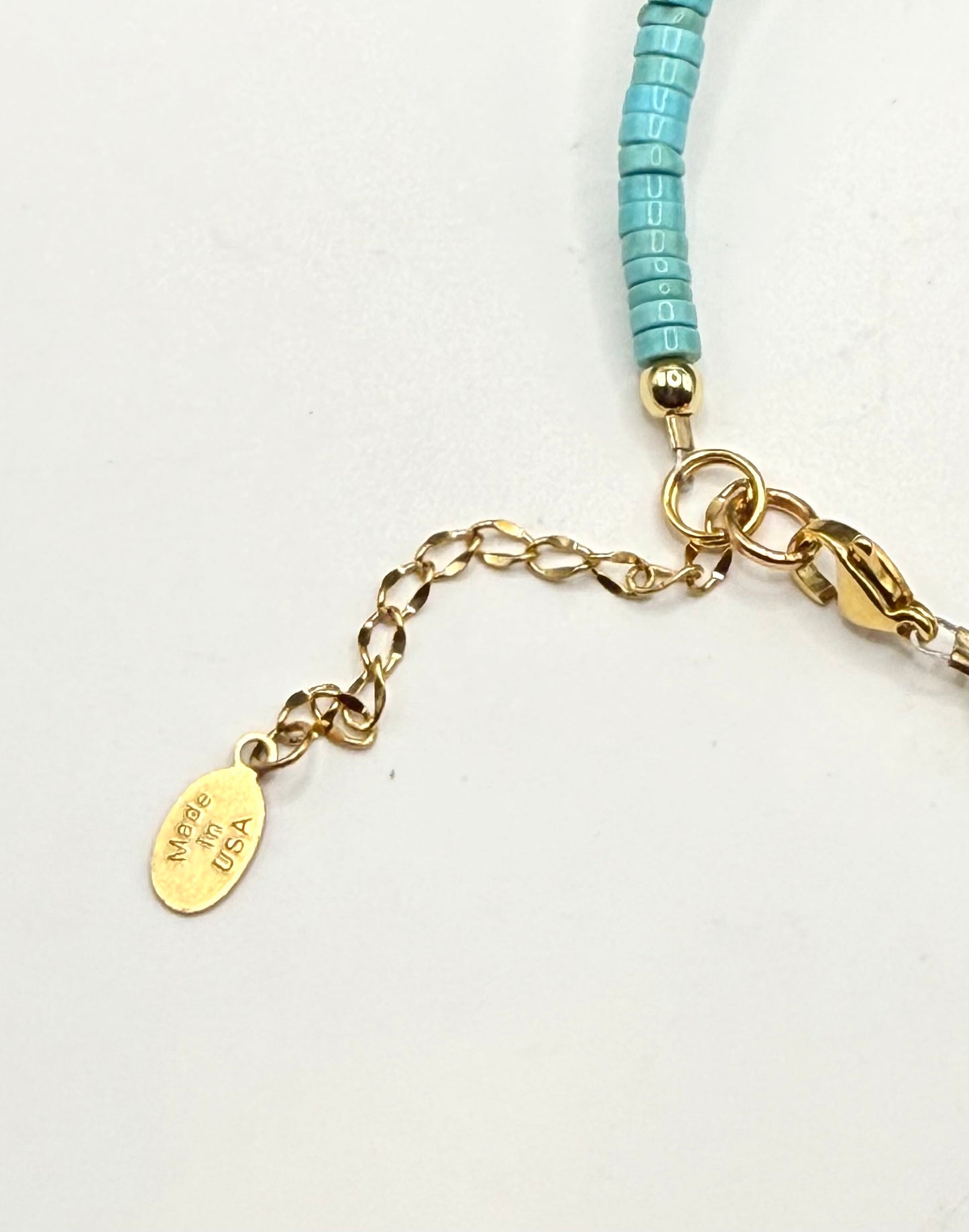 Shiny Gold Cross & Heishi Bead Necklace