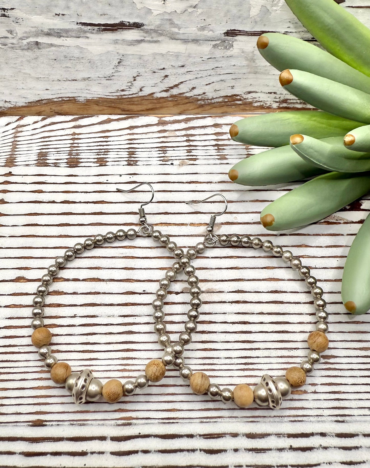 Natural Wood Hoop Earrings