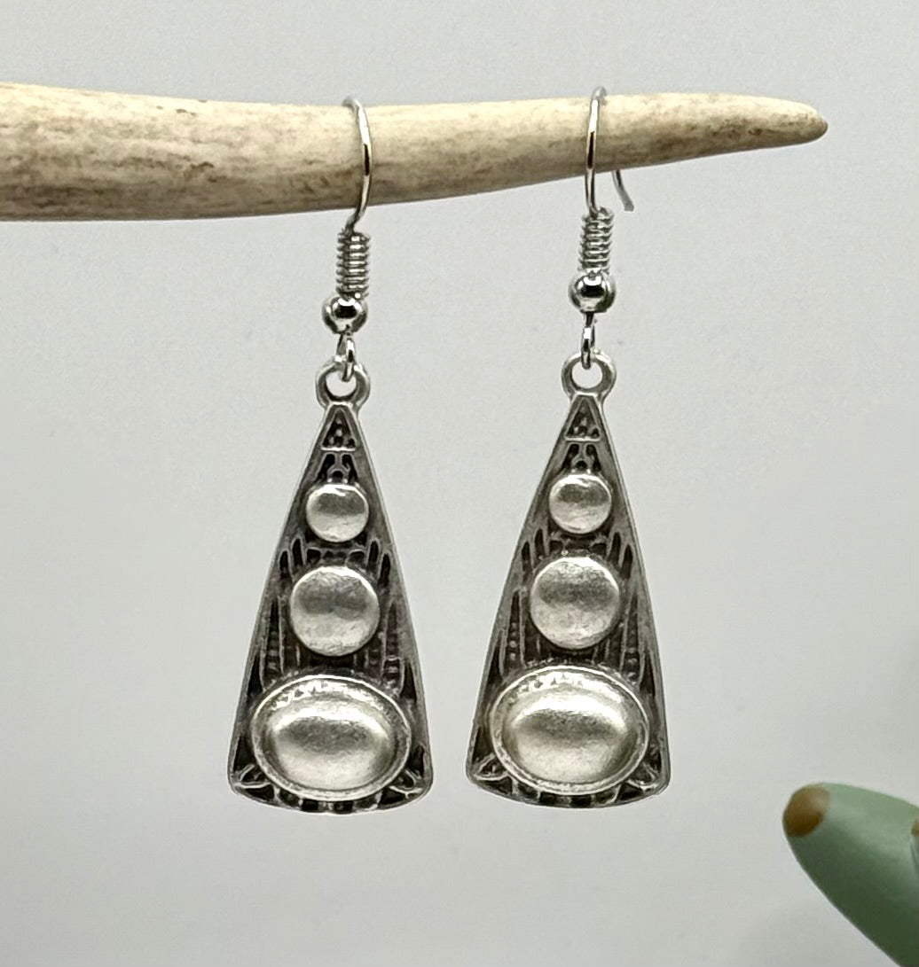 Raised Dot Silver Earrings