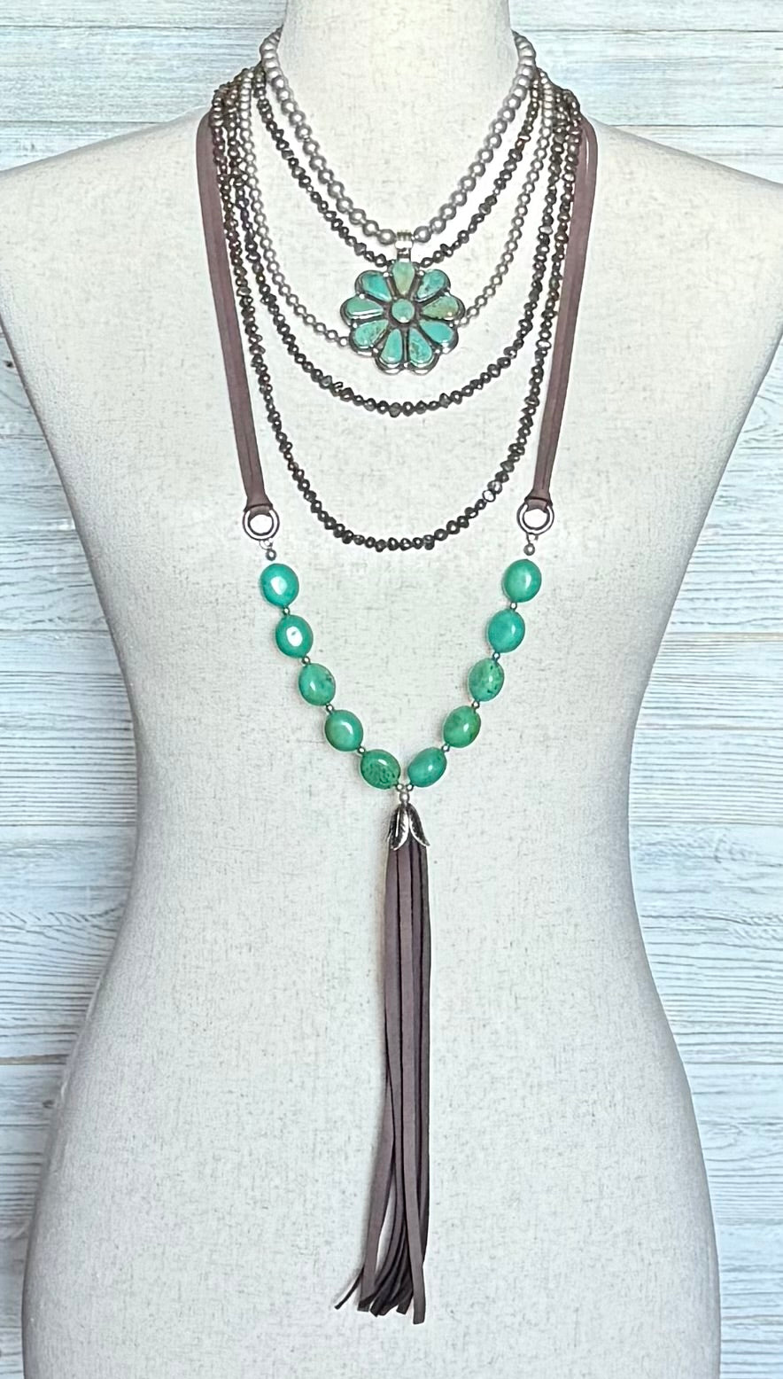 Boho Turquoise Tassel Necklace