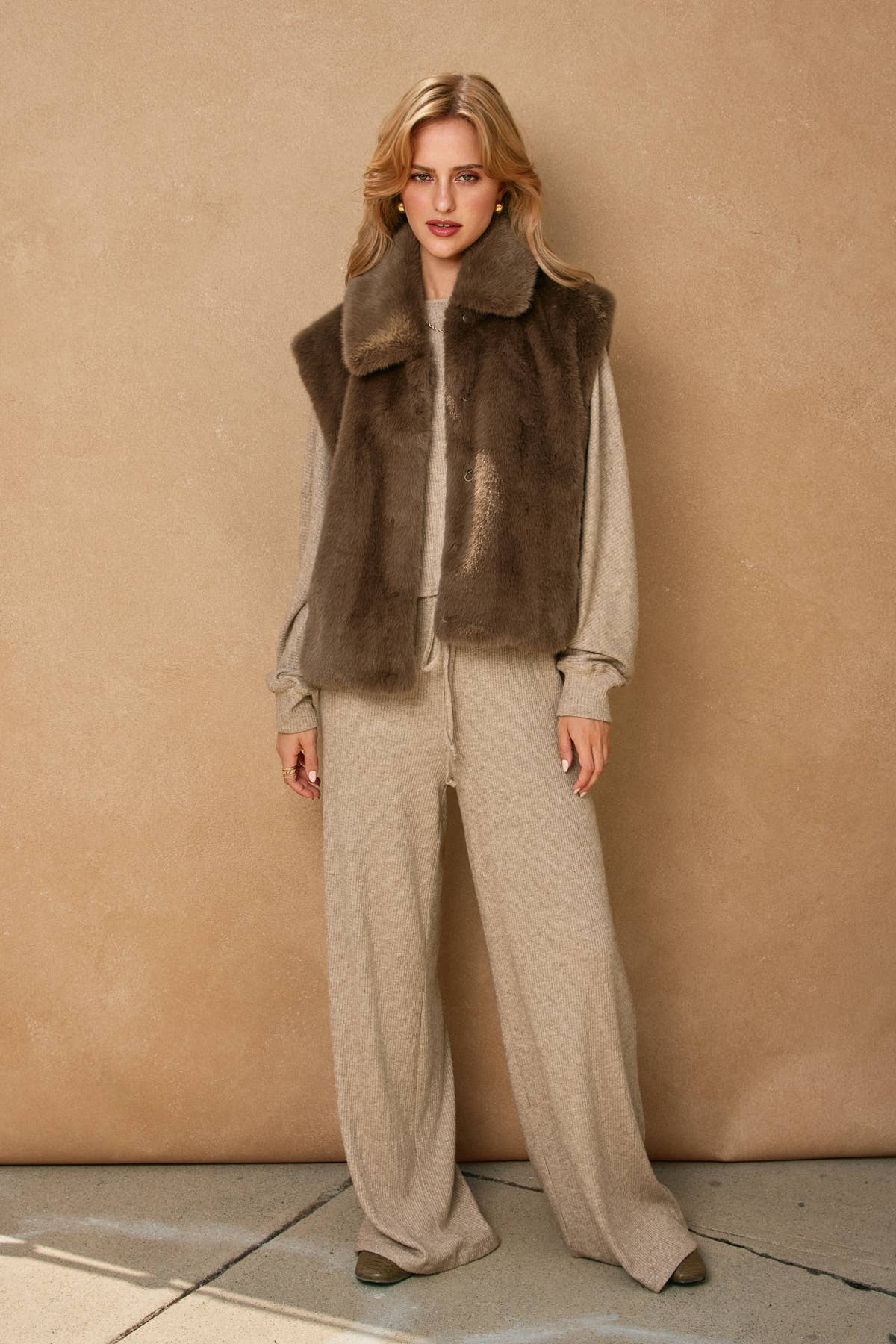 Wind Whispers Faux Fur Collared Vest
