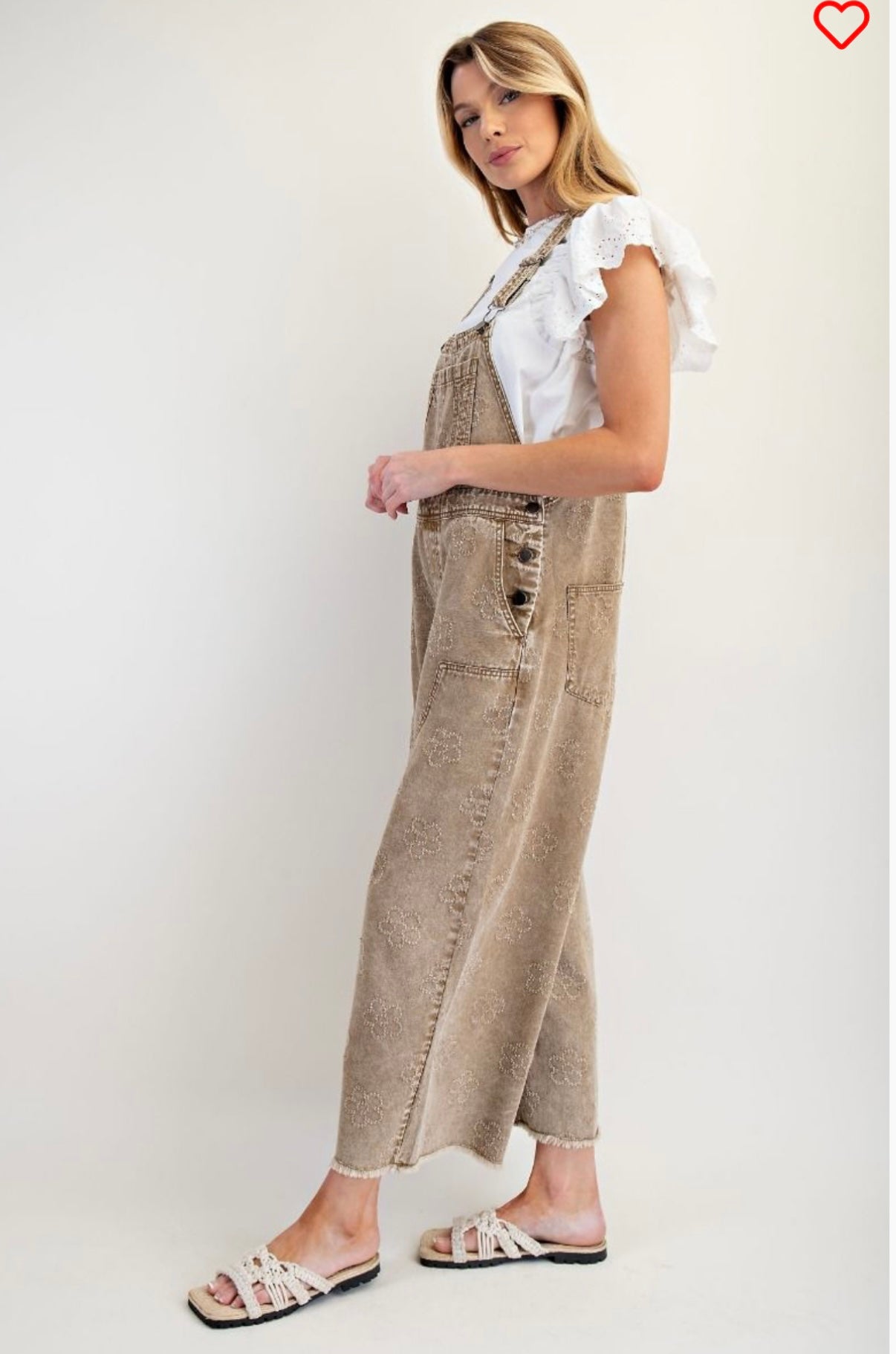 Floral Print Twill Overalls