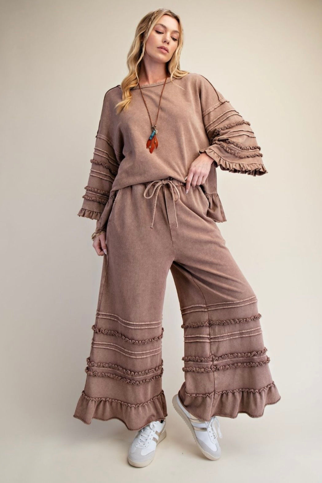 Washed Ruffle Bottom Top