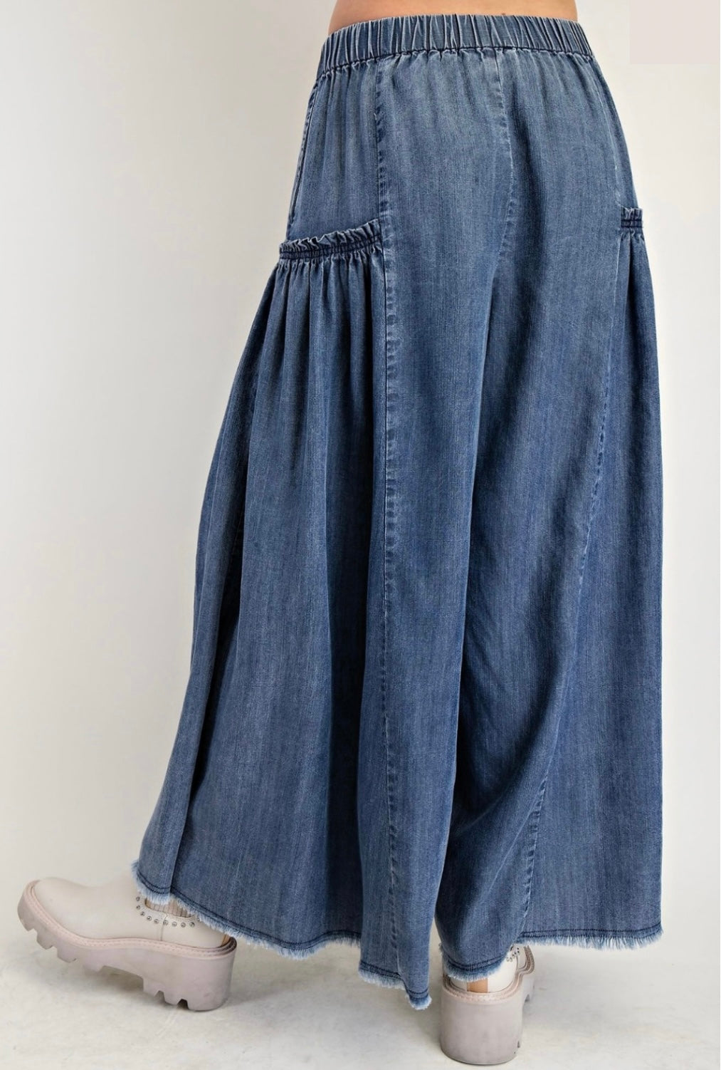 Washed Wide Leg Palazzo Pant - 2 Colors