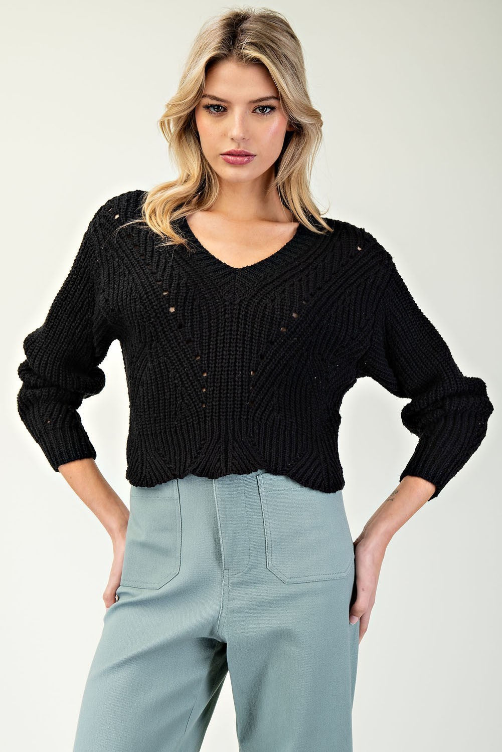 Scallop Bottom Knit Sweater