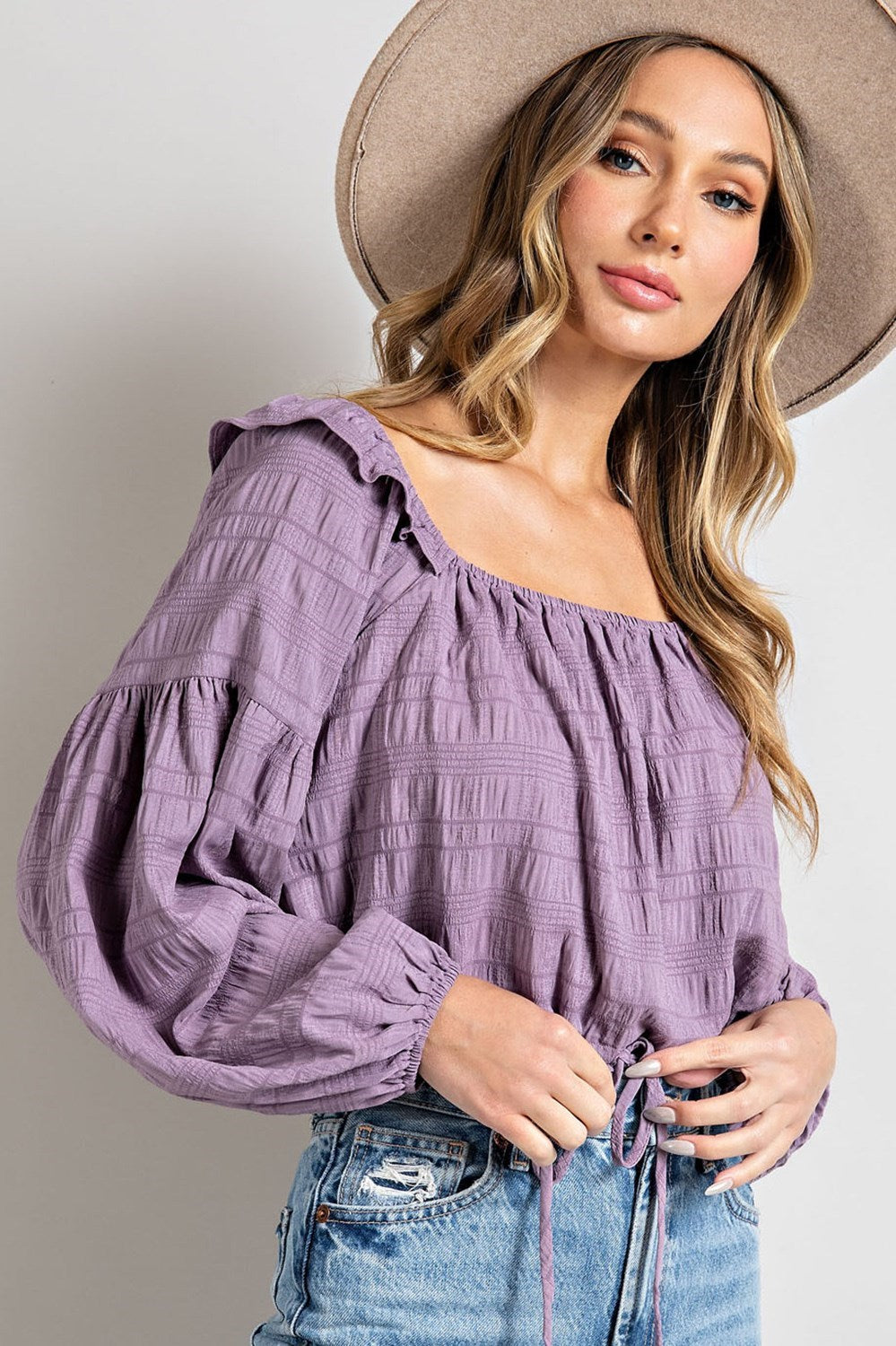 Ruffled Square Neck Crop Top