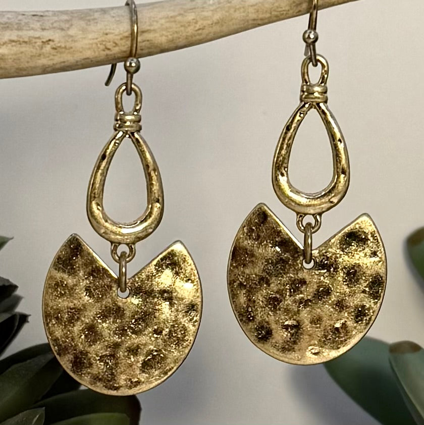 Gold Wedge Cut Earrings