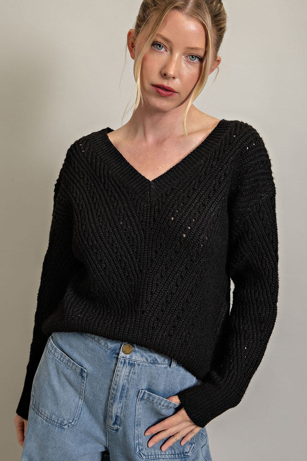Crochet V-neck Sweater