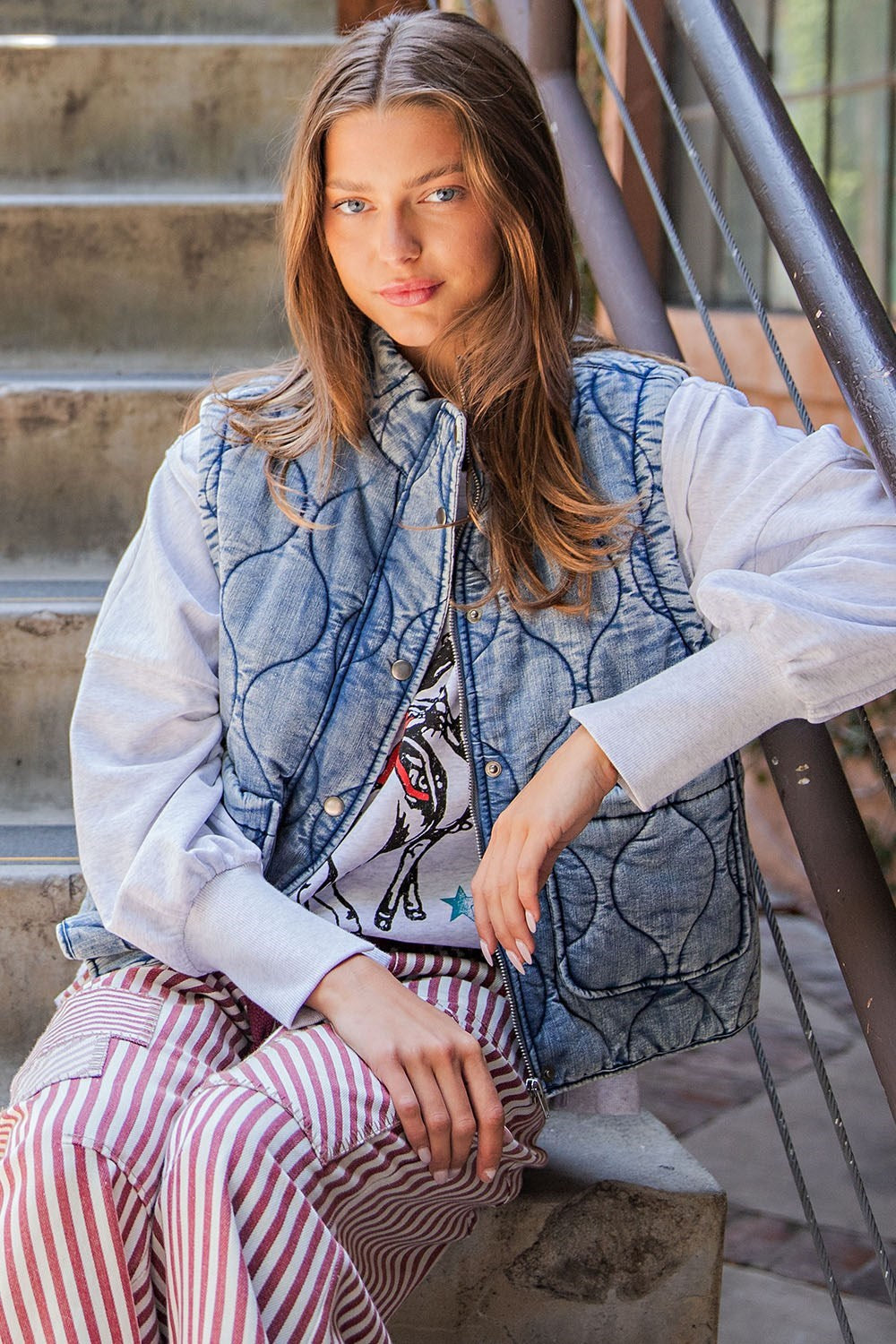 Quilted Denim Vest