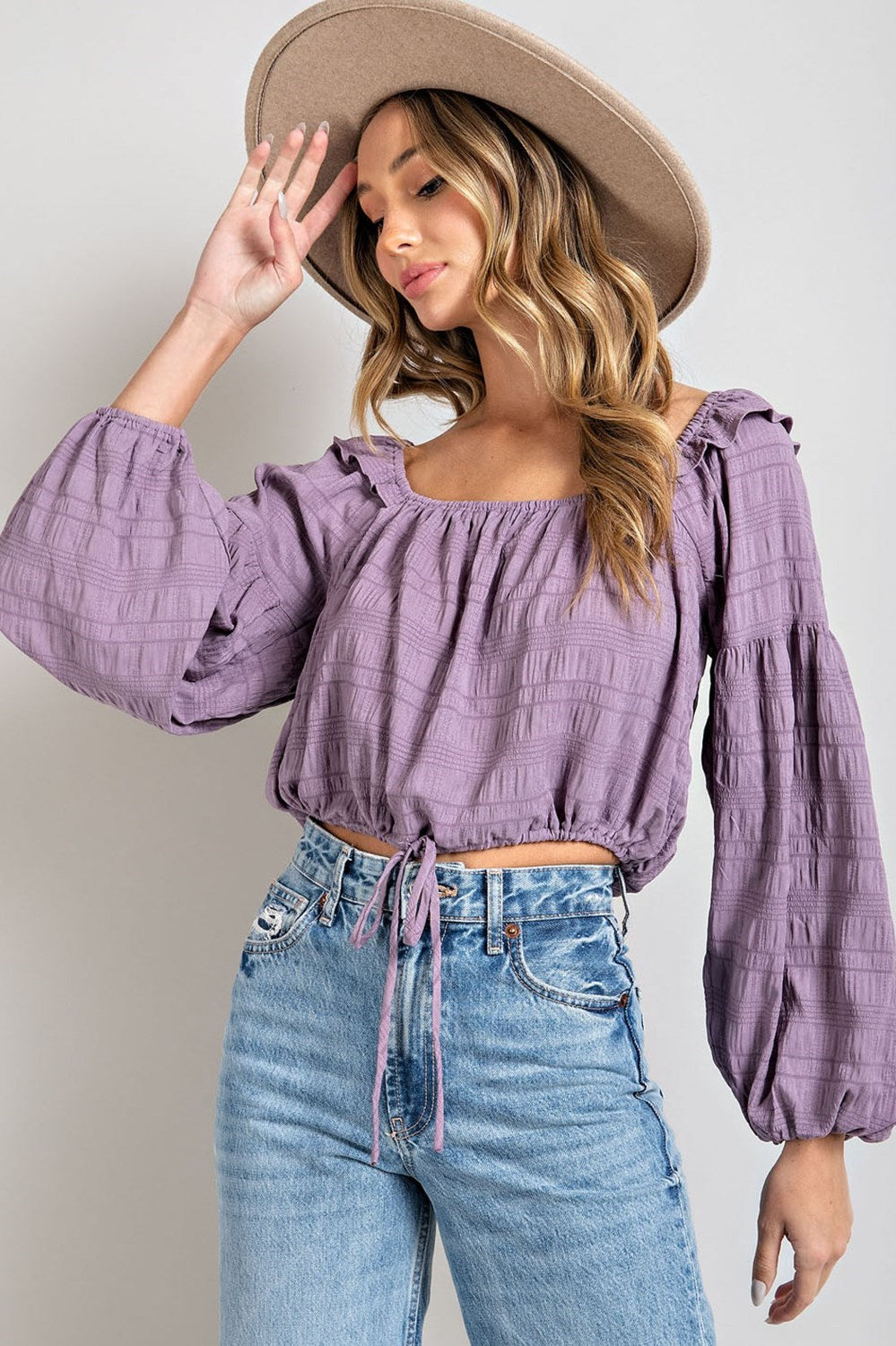 Ruffled Square Neck Crop Top