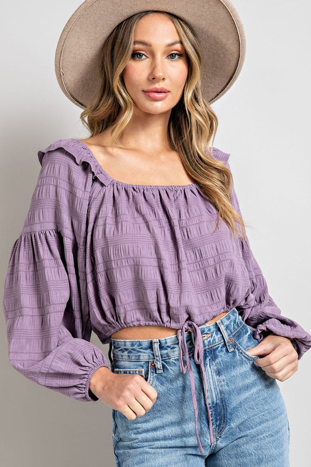 Ruffled Square Neck Crop Top