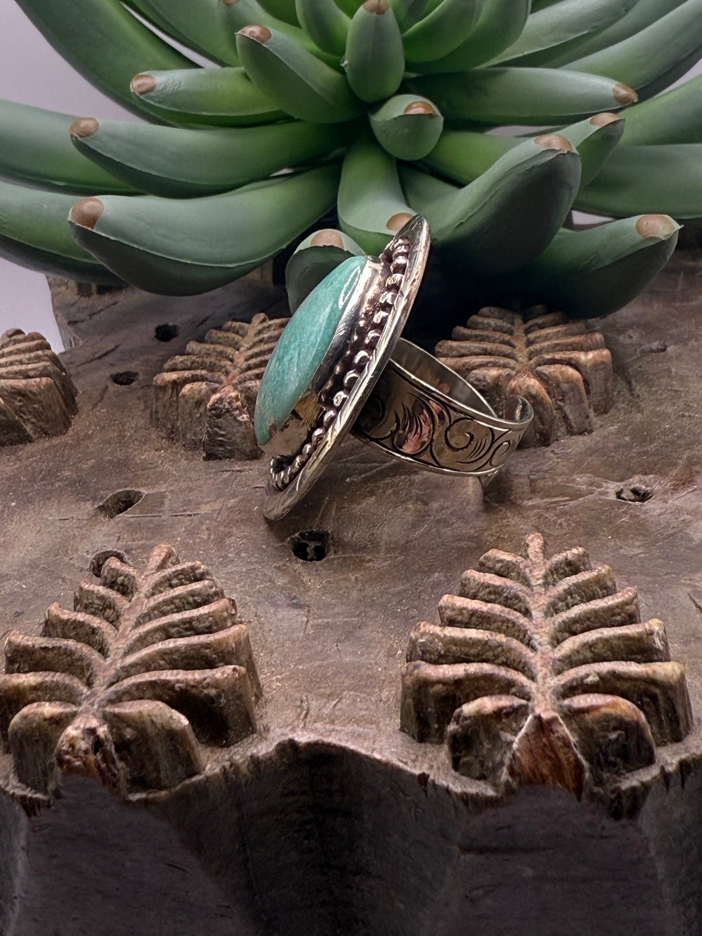 Genuine Turquoise Raised Dot Ring
