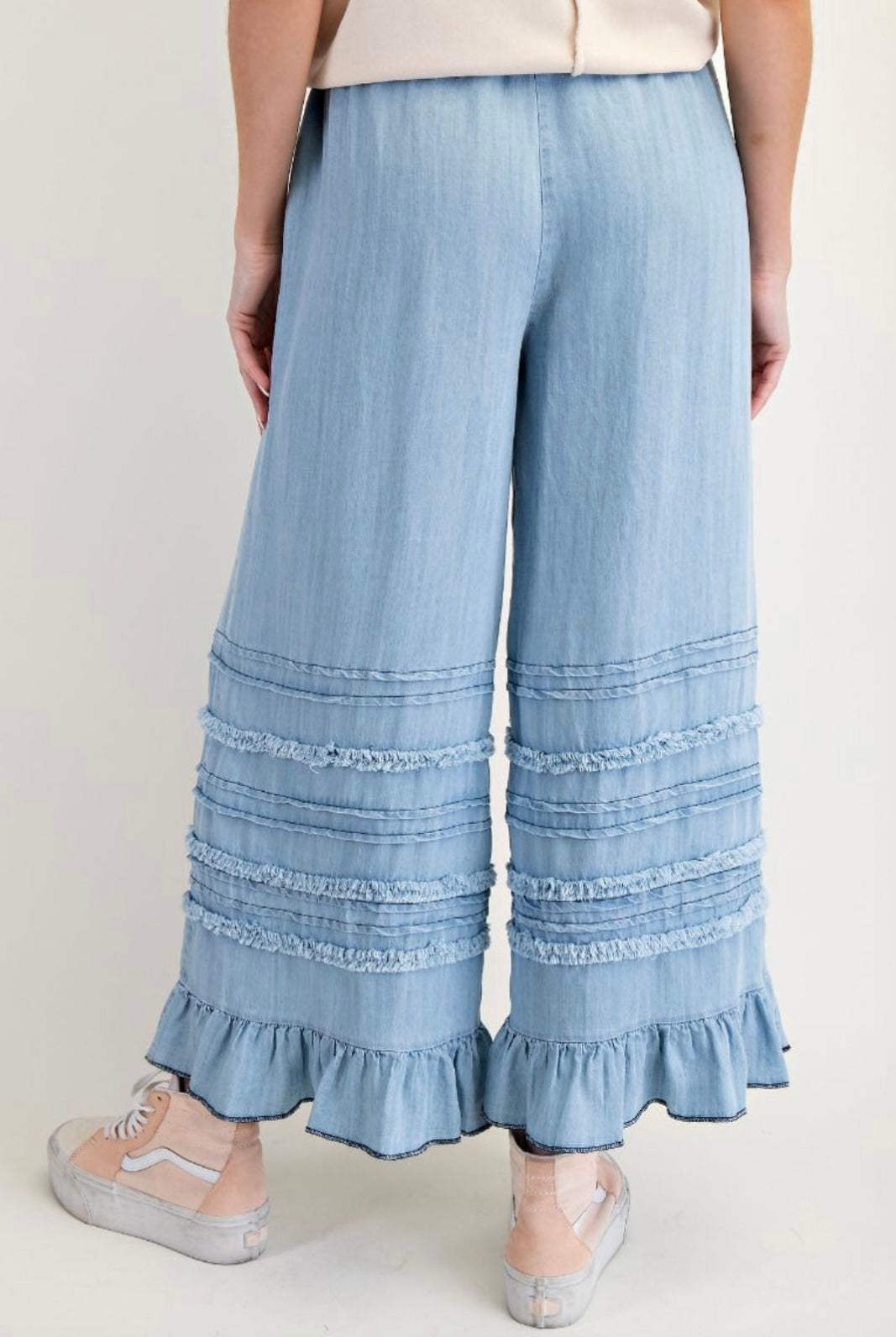 Fray Washed Chambray Pants