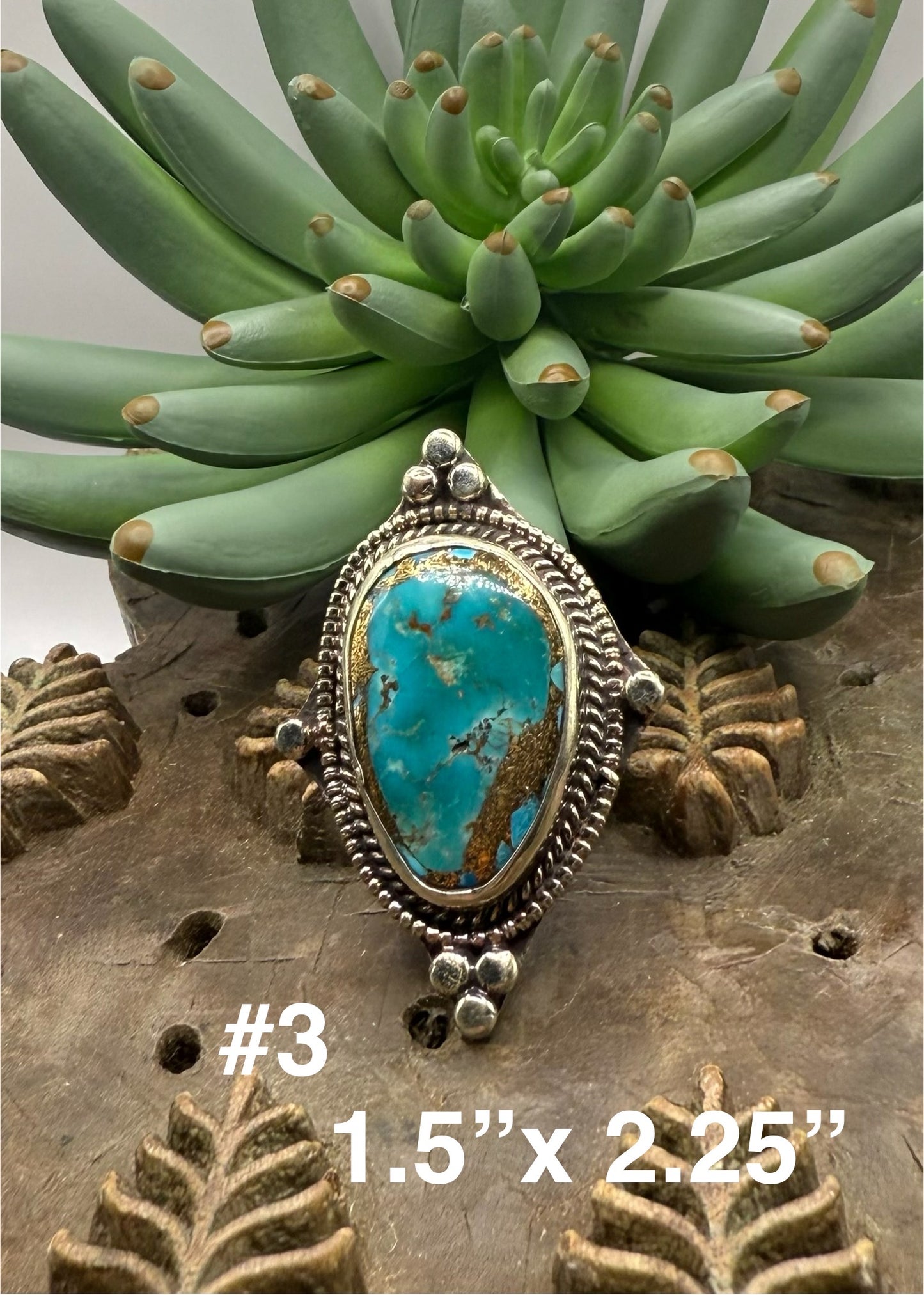 Gold Infused Pointed Turquoise Ring