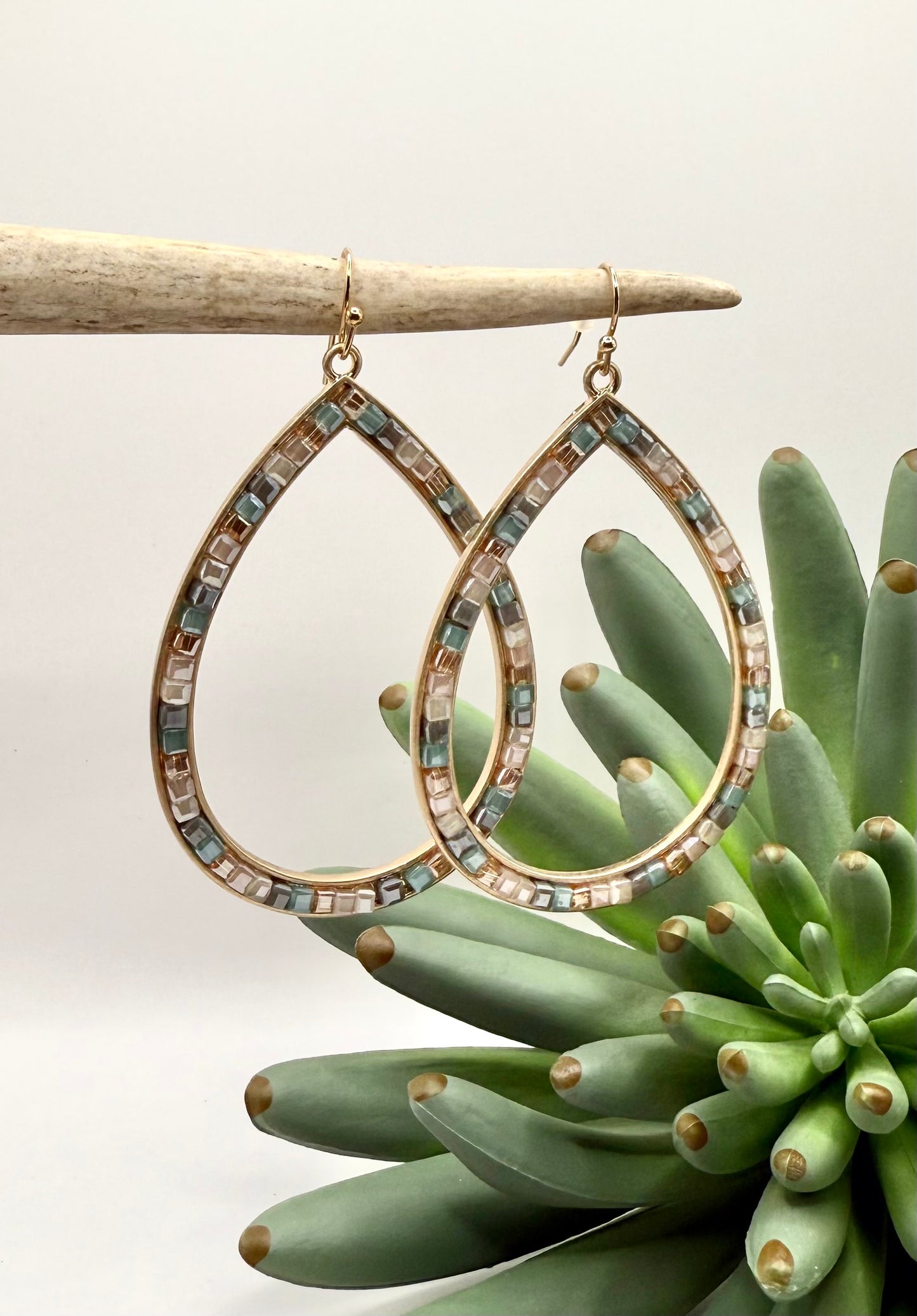 Crystal Teardrop Hoop Earrings - 3 Colors