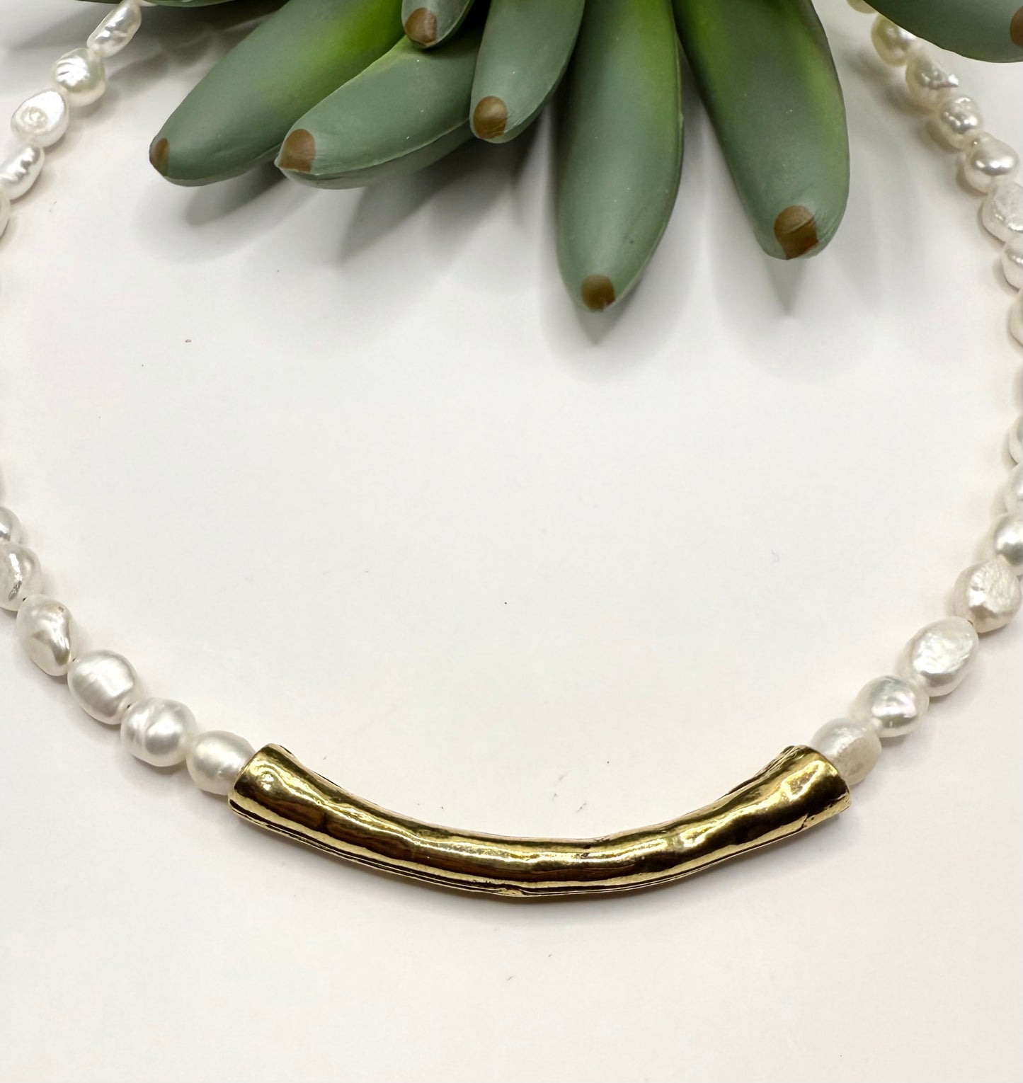 Gold Bar Freshwater Pearl Necklace
