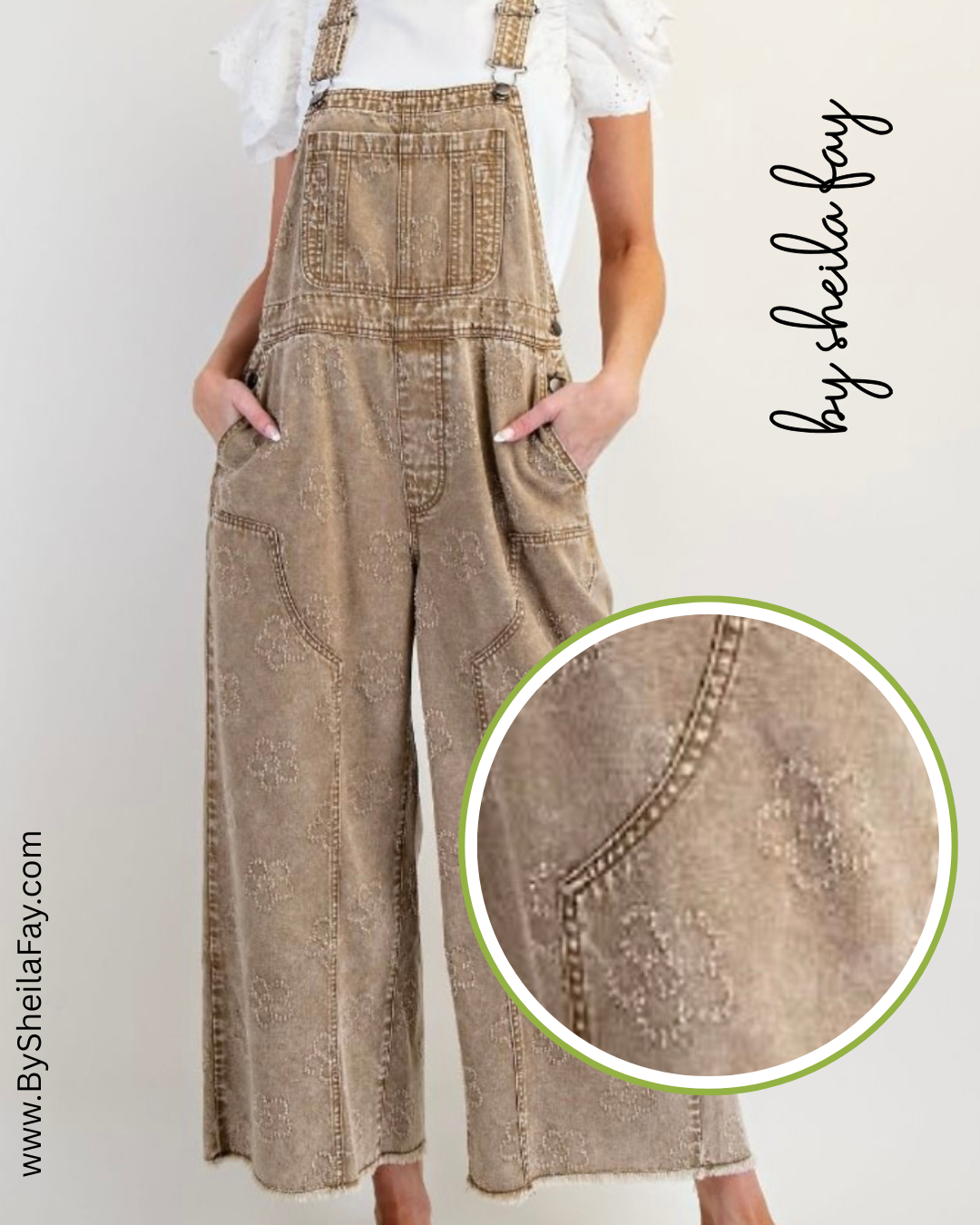 Floral Print Twill Overalls