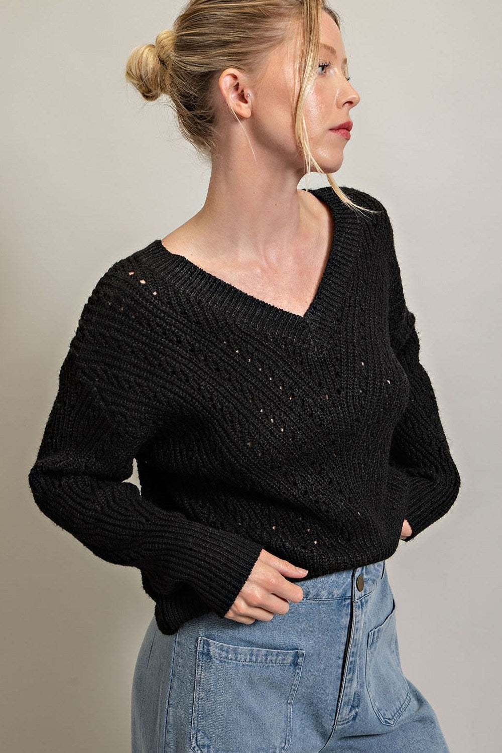Crochet V-neck Sweater