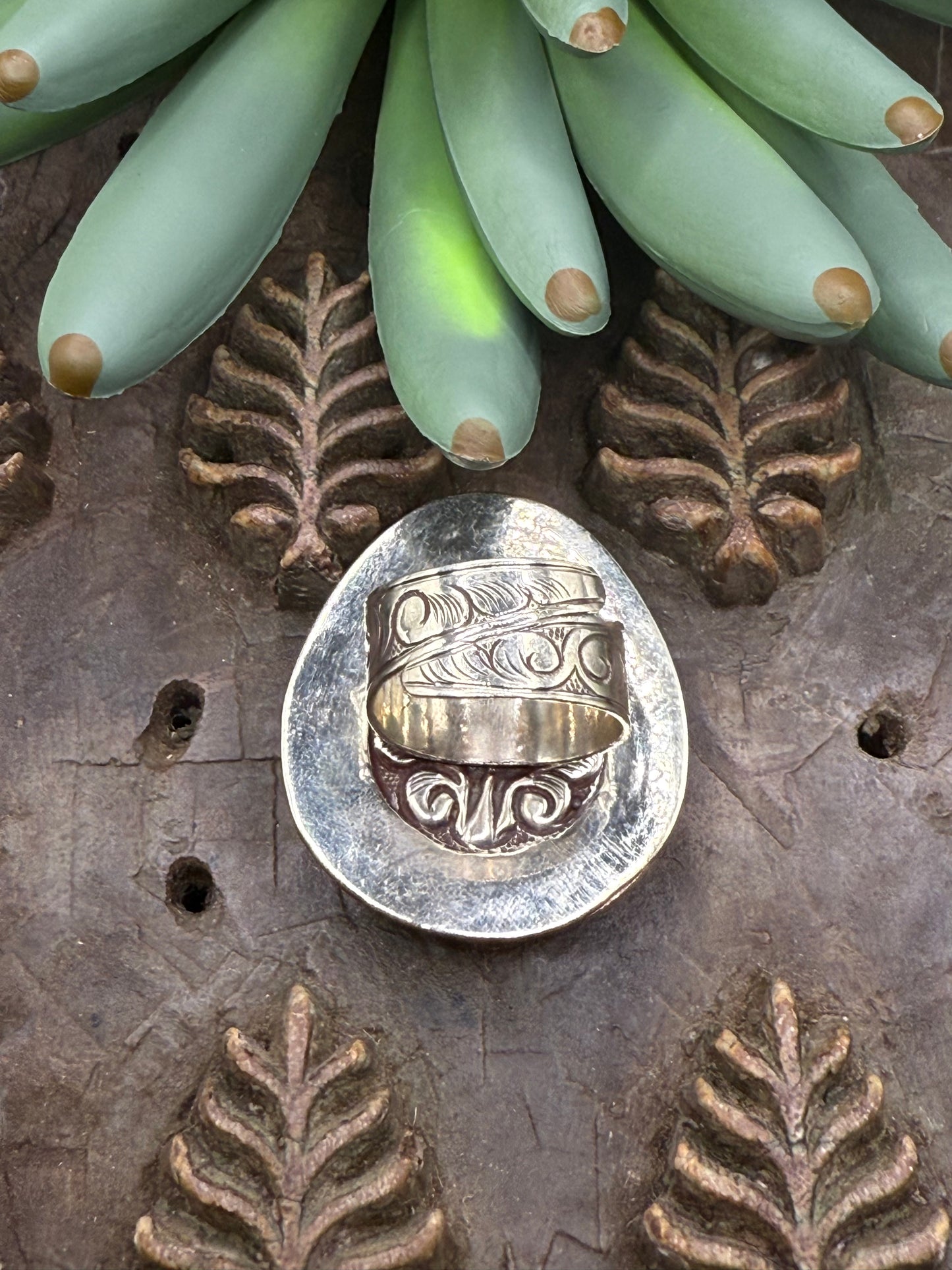 Genuine Turquoise Dot Design Ring