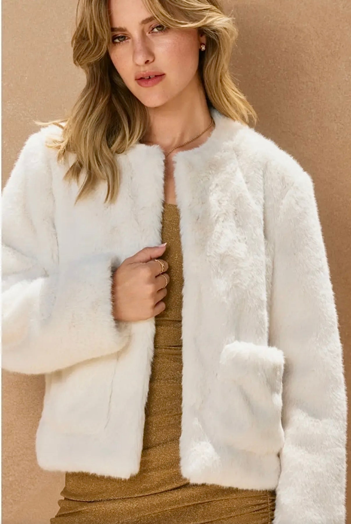 Faux Fur Patch Pocket Jacket