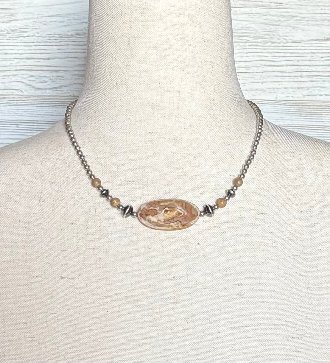 Natural Stone & Wood Necklace