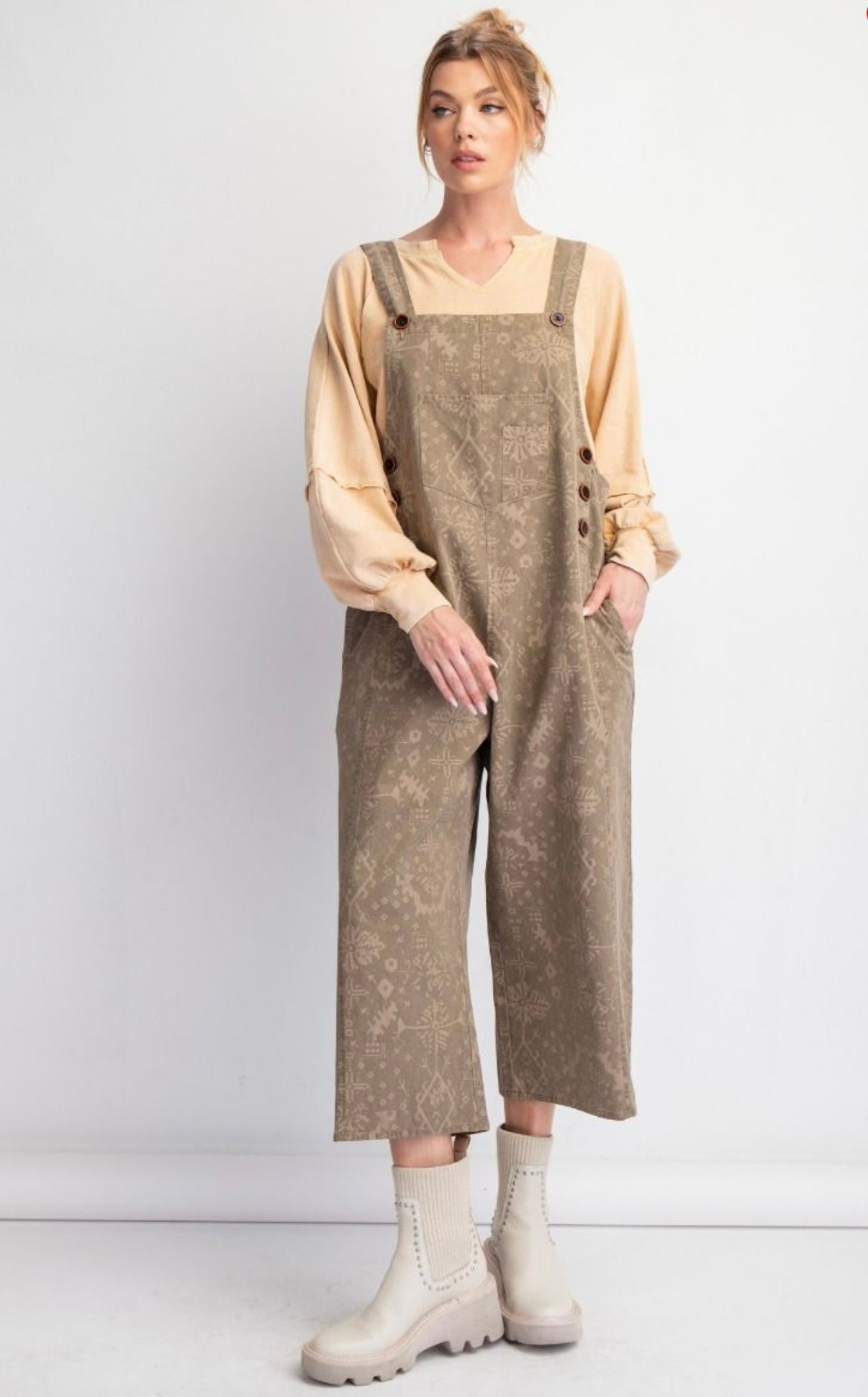 Native Print Baggy Overalls