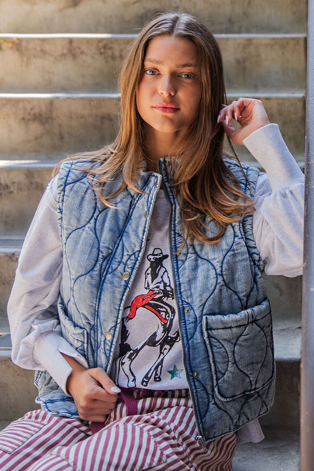 Quilted Denim Vest