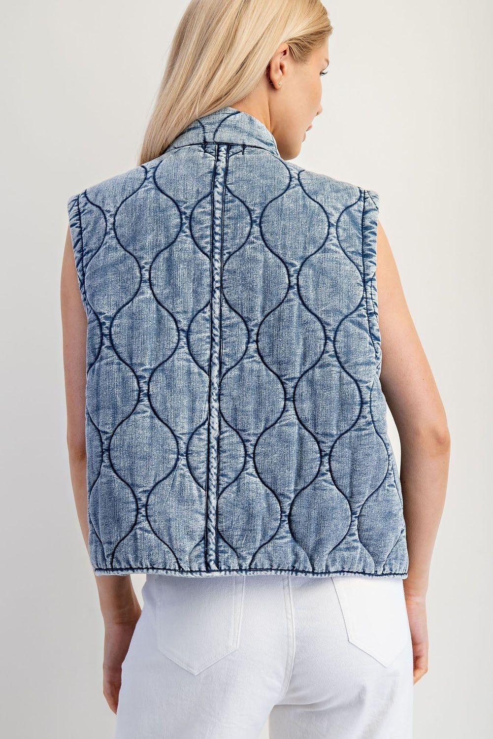 Quilted Denim Vest