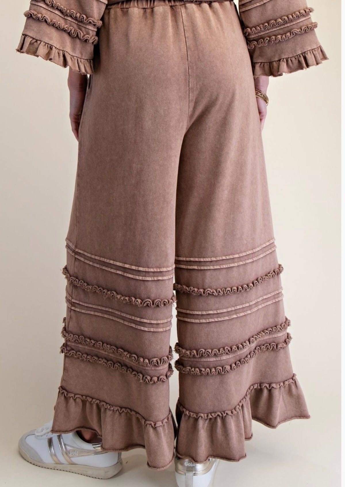 Washed Tiered Ruffle Wide Leg Pant - Preorder